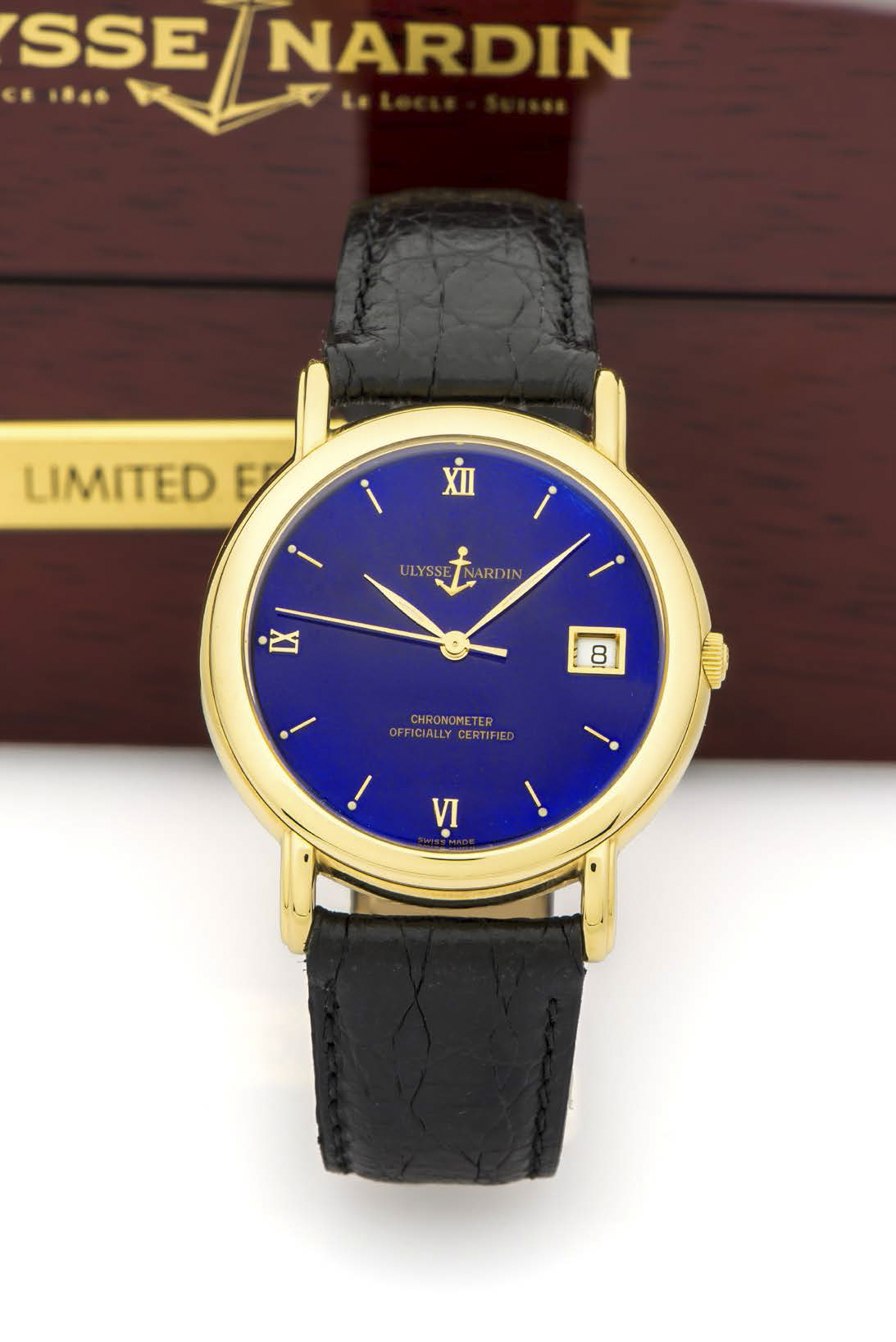 ULYSSE NARDIN SAN MARCO REF. 131-77-9 ENAMEL DIAL YELLOW GOLD A fine self-winding 18K yellow gold wristwatch with enamel dial.