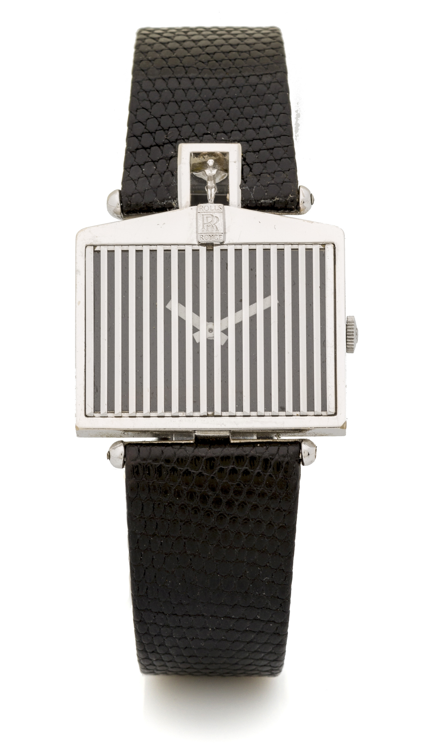 CORUM FOR ROLLS ROyCE "SPIRIT OF ECSTASY" WHITE GOLD Fine and unusual, manual winding 18K white gold wristwatch.