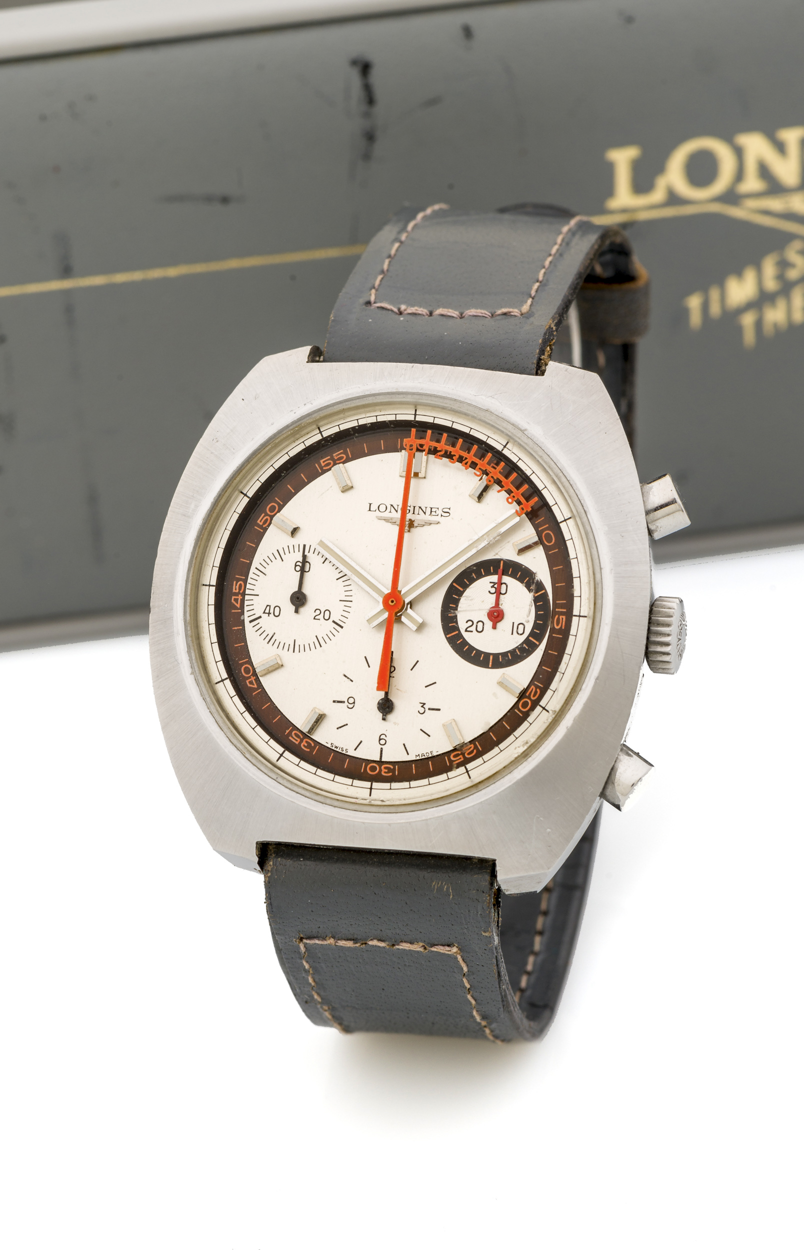 LONGINES, REF. 8271, NONIUS CHRONOGRAPH, VAL. 72 A fine, manual wind stainless steel chronograph wristwatch