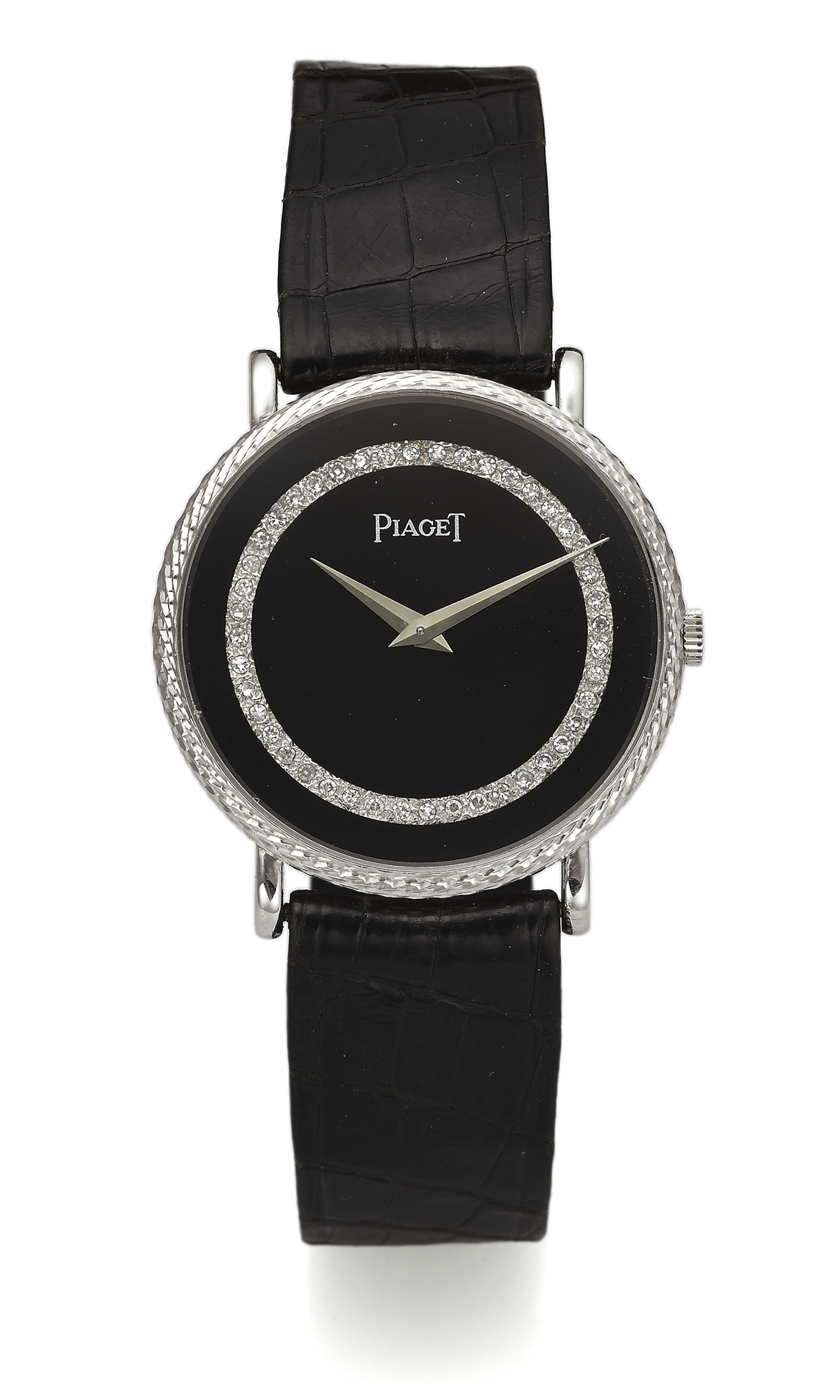 PIAGET WHITE GOLD &
DIAMONDS
Piaget, No. 811576, case No. 12-81-1120, Made in the 1990s. 
Very fine and elegant, 18K white gold and diamond-set 
wristwatch with a white gold Piaget buckle.