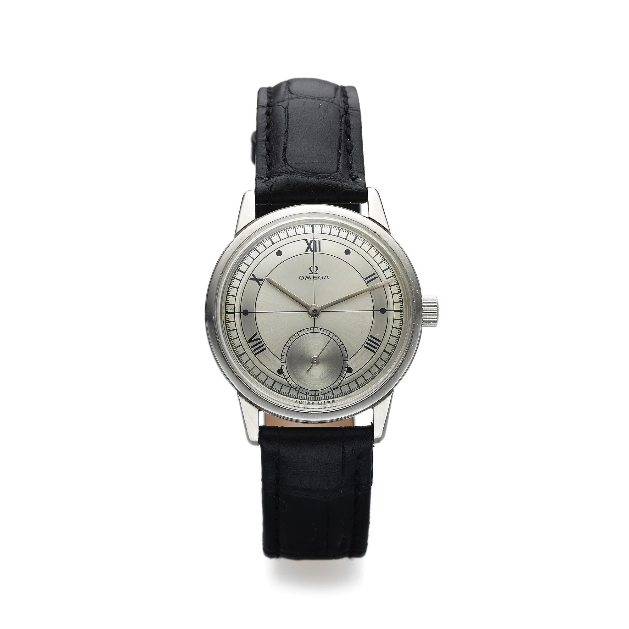 OMEGA REF. 14389 STEEL SEAMASTER
Omega, Seamaster, movement No. 21597363, Ref. 14389-1.
Made circa 1962.
Fine and rare, stainless steel water-resistant wristwatch.