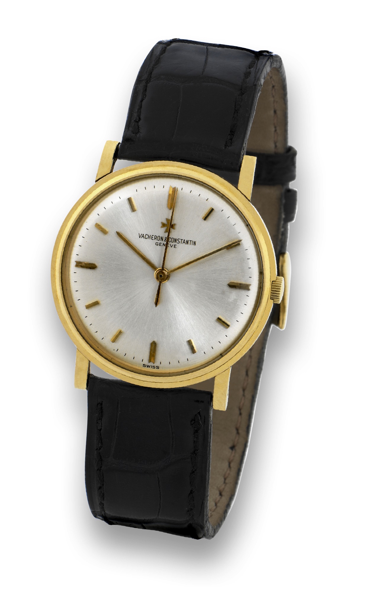 VACHERON & CONSTANTIN - REF. 6746- BOX & PAPERS
Vacheron & Constantin, Genève, No. 574335, case No. 411072,
Ref. 6746. Made in the 1960's.
Fine, thin, center-seconds, 18K yellow gold wristwatch with an 18K
yellow gold Vacheron & Constantin buckle. Accompanied by the original
fitted box, Certificate of Origin and guarantee (now void).