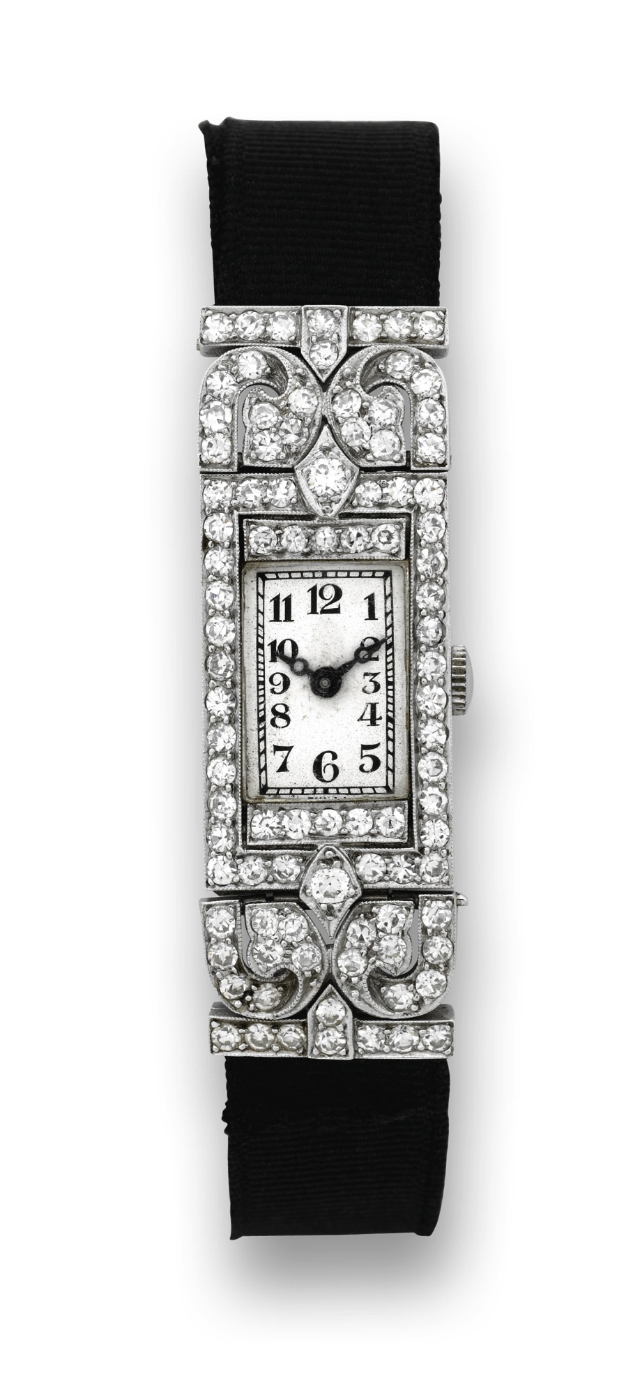 VACHERON CONSTANTIN
LADY?S - PLATINUM - ART DECO
Vacheron & Constantin, Genève, No. 401999, case by Verger,
No. 9448. Made in the 1920's.
Very fine and rare, platinum and diamond Art Deco lady?s
wristwatch.