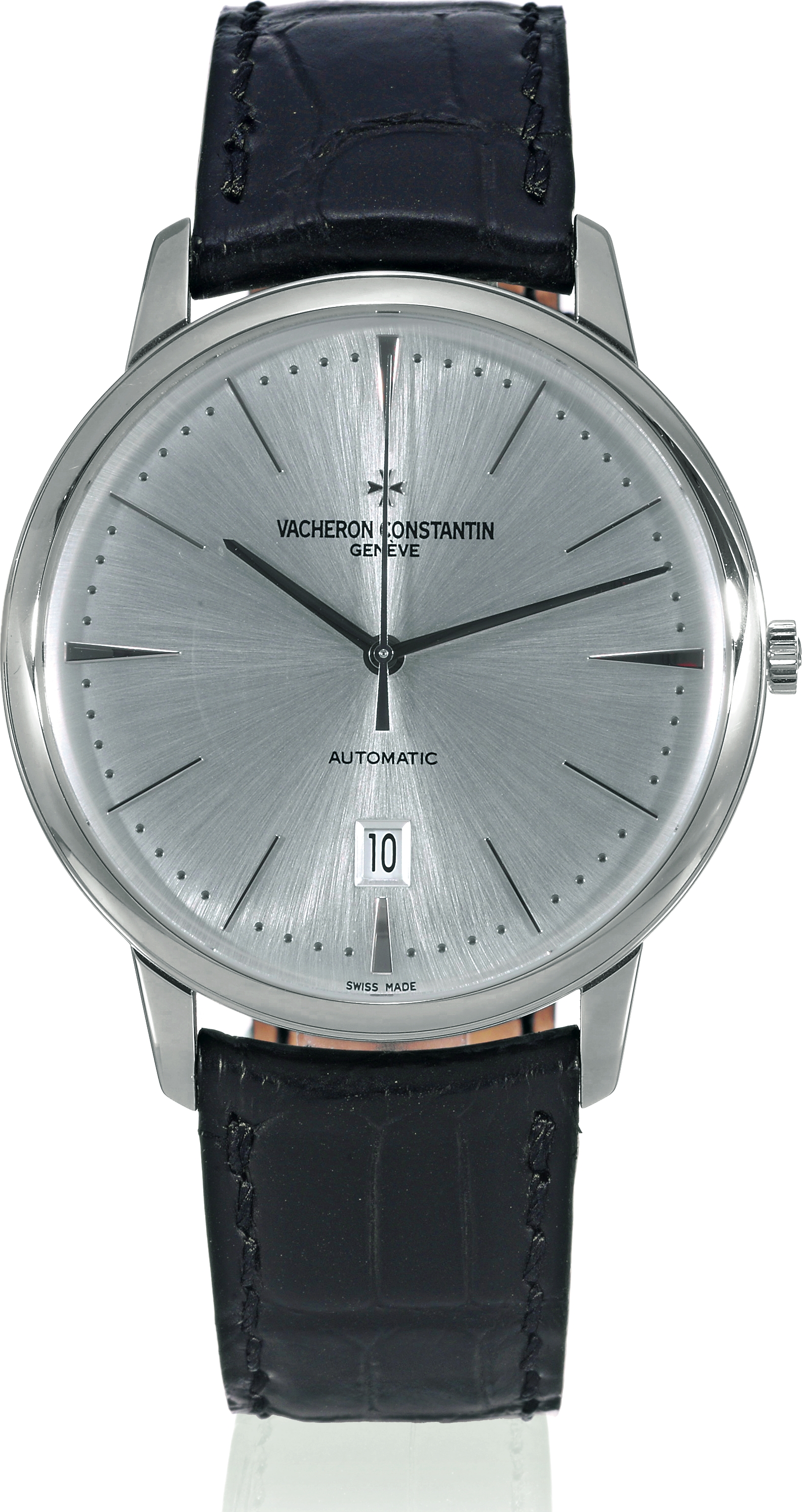 Patrimony Contemporaine
Vacheron Constantin, Genève, "Patrimony Contemporaine self-winding", No. 5120403, case No. 1124073, Ref. 85180G.
Made in 2007. Production of this reference started in 2003.
Very fine, large, center seconds, self-winding, water-resistant, 18K white gold wristwatch with date and an 18K white gold
Vacheron Constantin buckle. Accompanied by a certificate.
