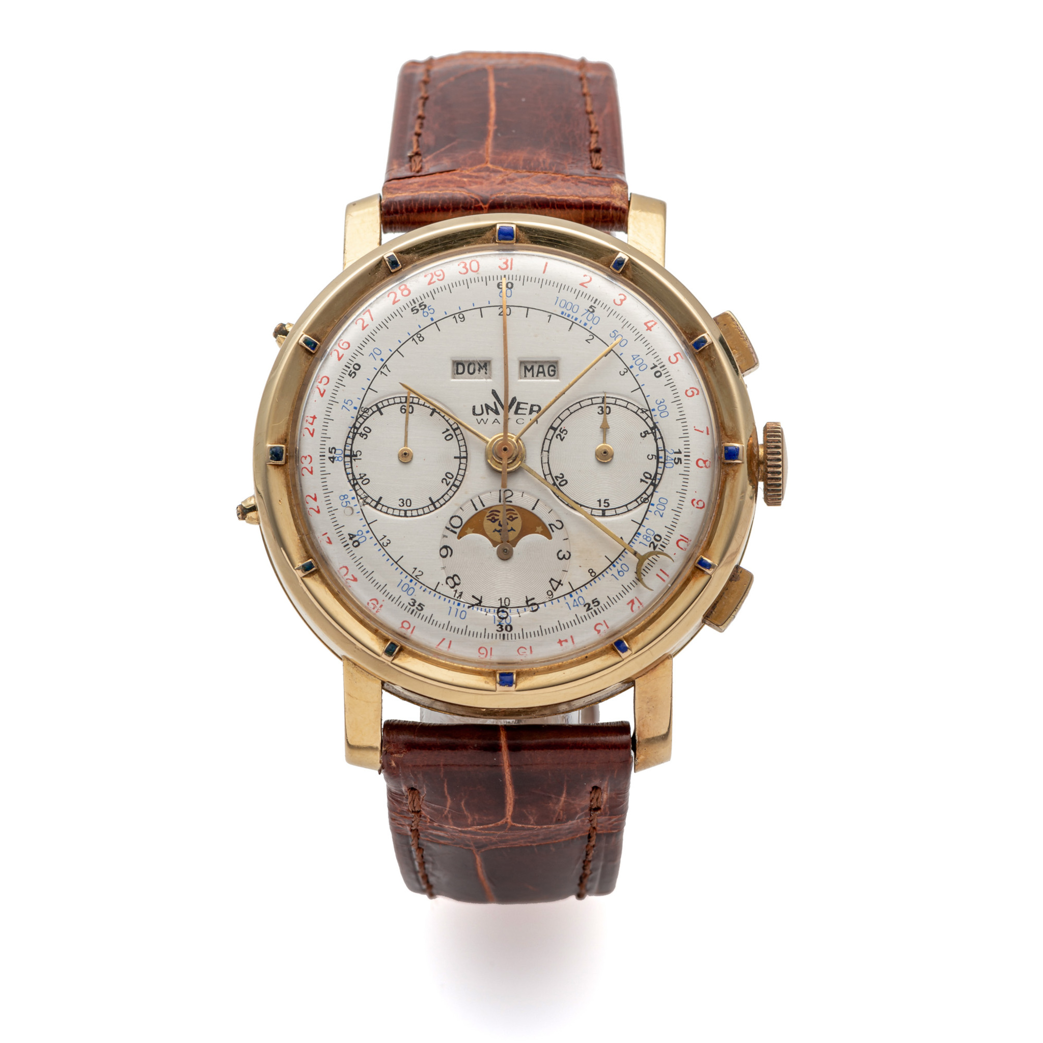 UNVER, TRIPLE DATE CHRONOGRAPH MOONPHASE, YELLOW GOLD