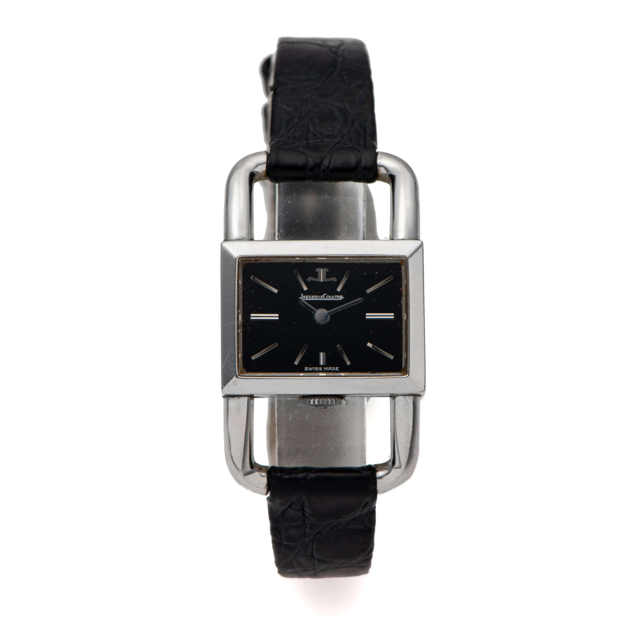 JAEGER LECOULTRE, ETRIER, BLACK DIAL, STEEL