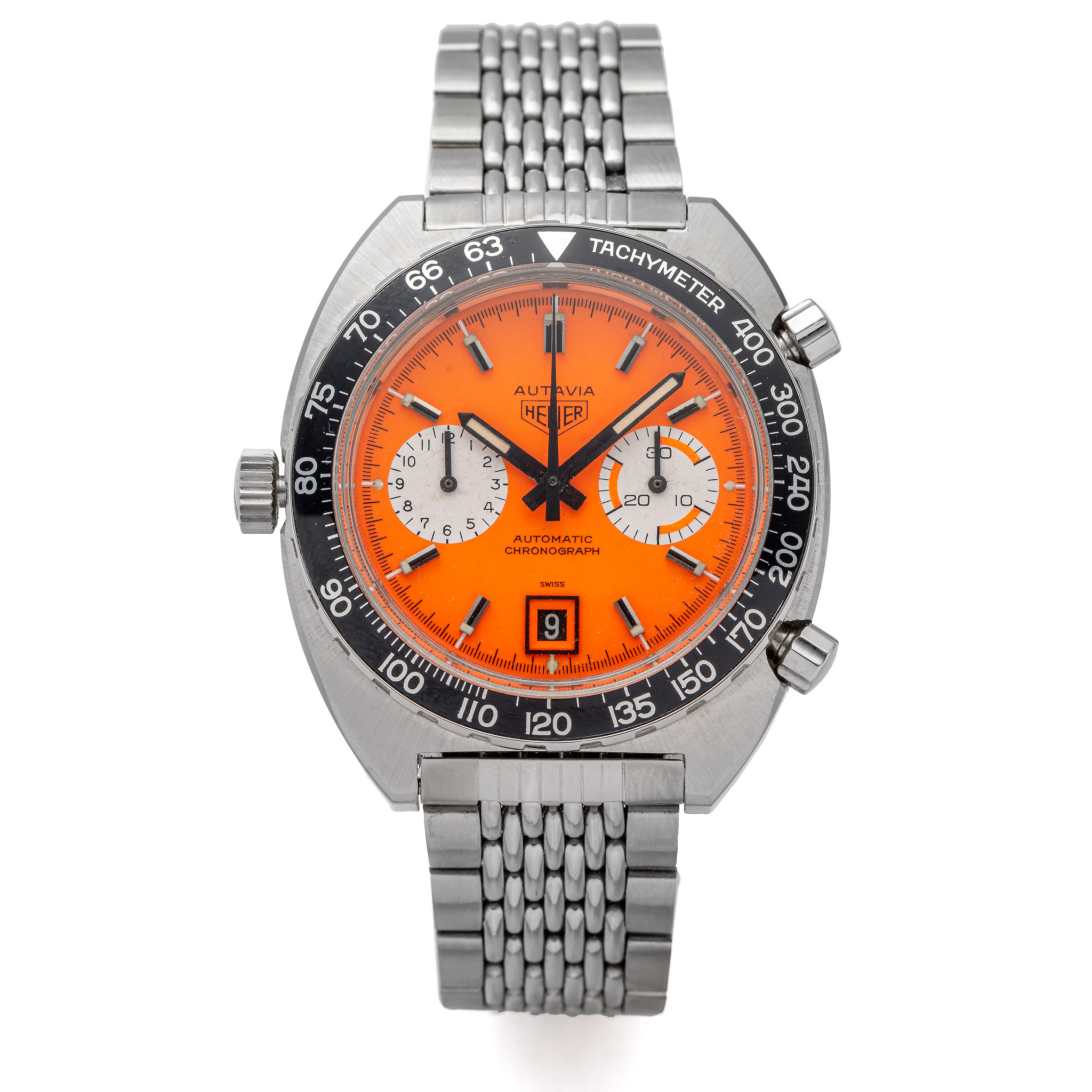 HEUER, REF. 1163, AUTAVIA, PROTOTYPE ORANGE DIAL, STEEL