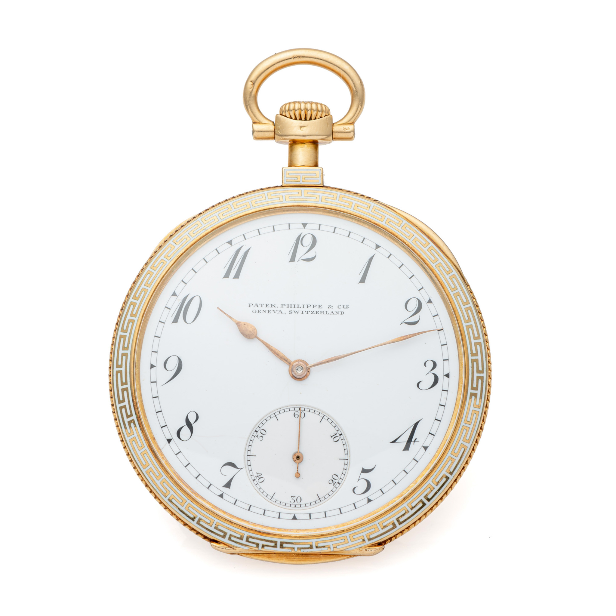 PATEK PHILIPPE WATCH YELLOW GOLD AND WHITE ENAMEL
