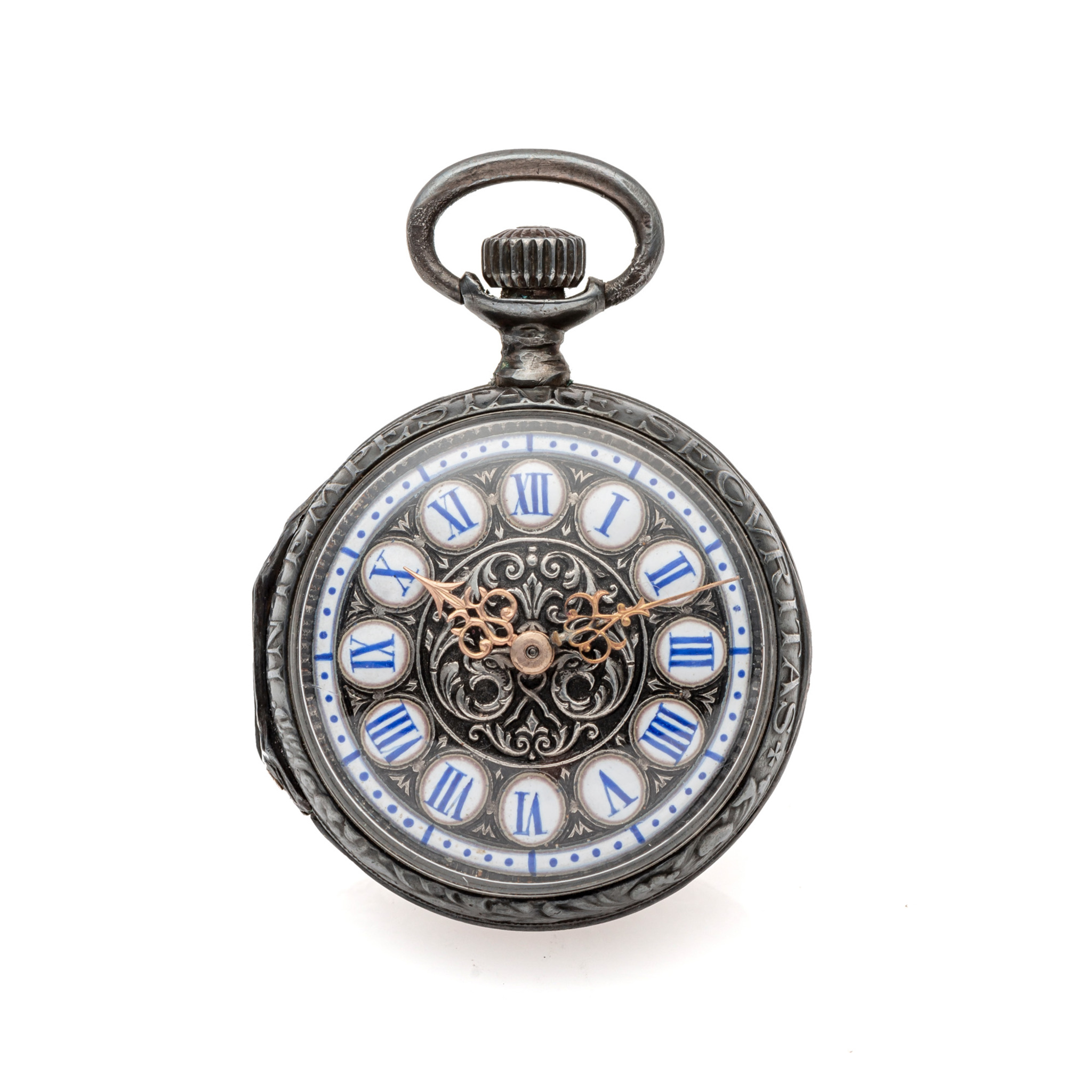 PATEK PHILIPPE, ST-GEORGE ET LE DRAGON, BLACKENED SILVER PENDANT WATCH