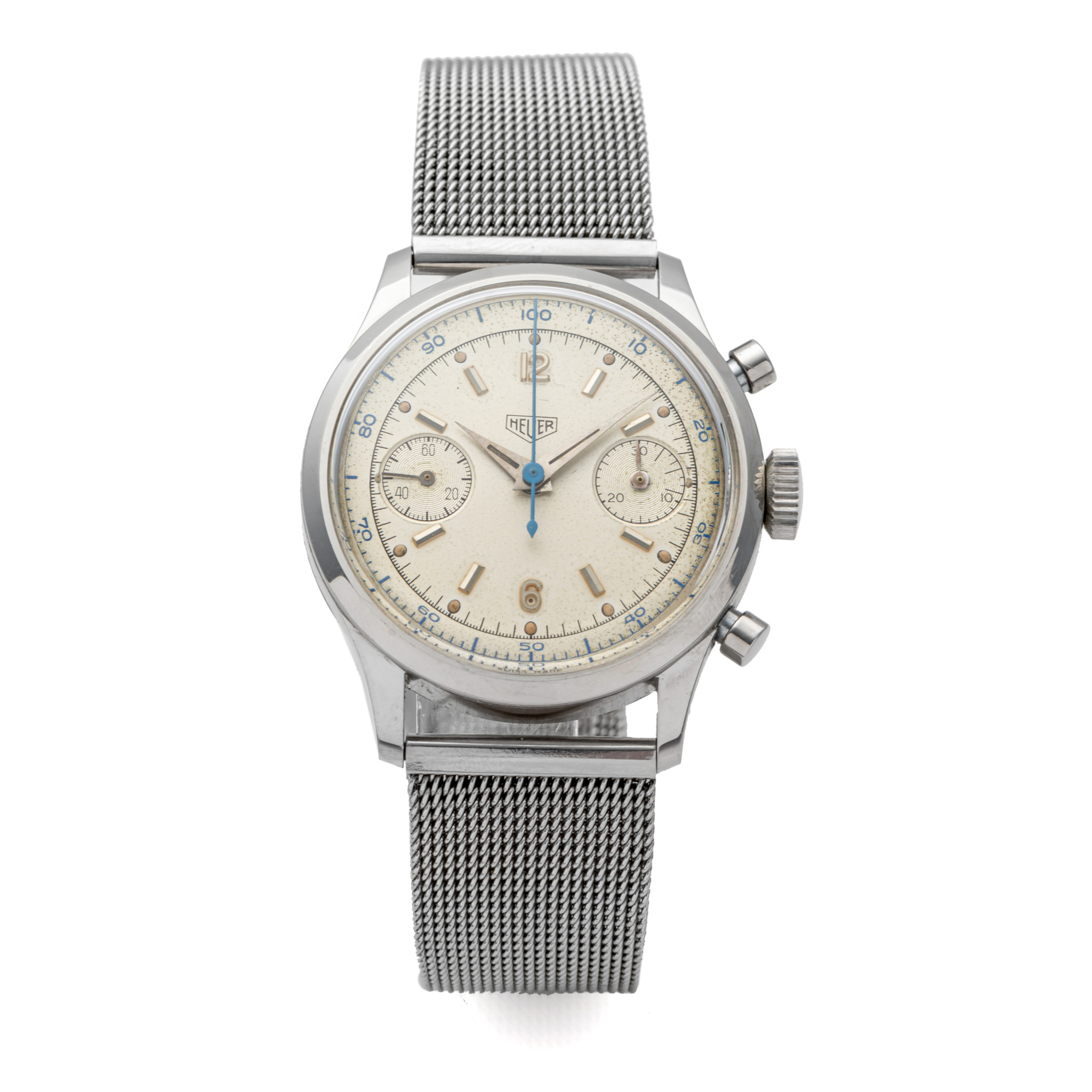 HEUER, OVERSIZE CHRONOGRAPH RE-CASE, VALJOUX 22, STEEL
