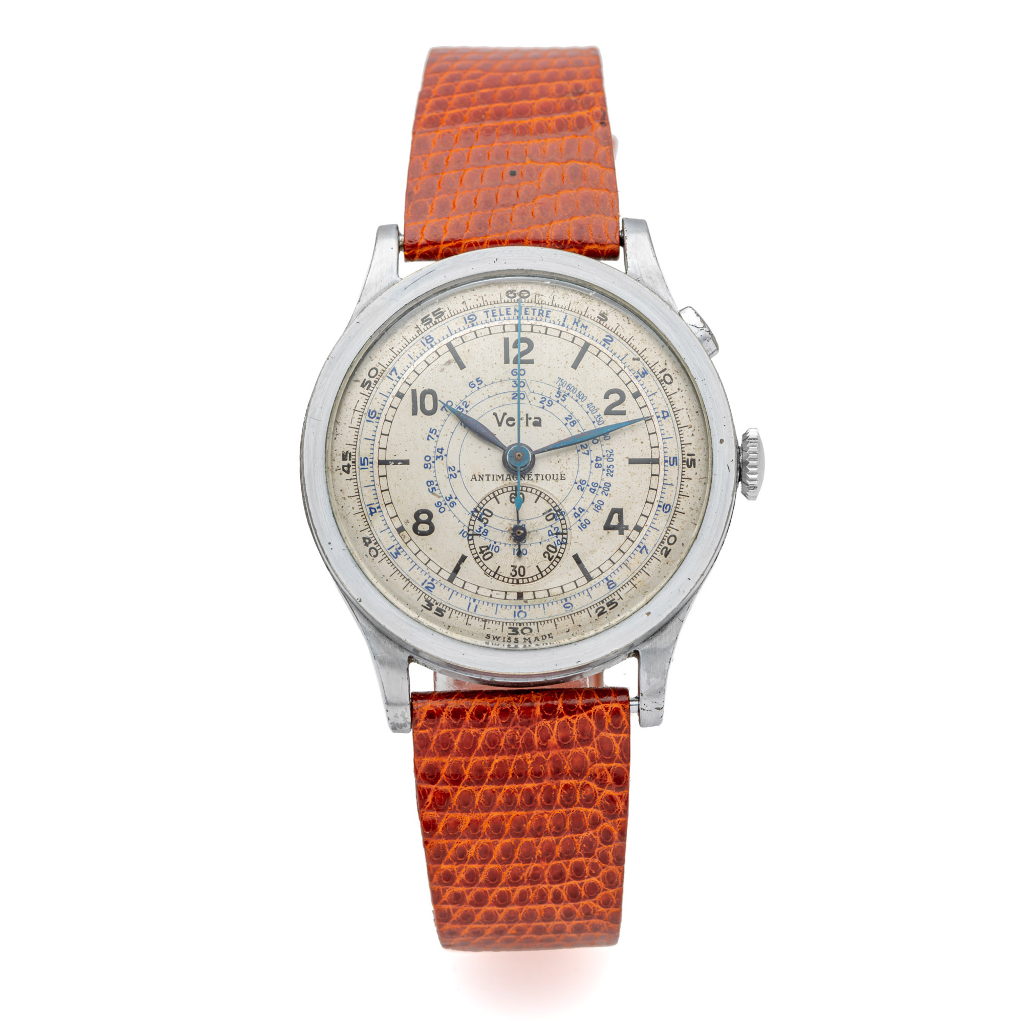 VETTA, OVERSIZE SINGLE BUTTON ANTIMAGNETIC CHRONOGRAPH, NICKEL CHROME