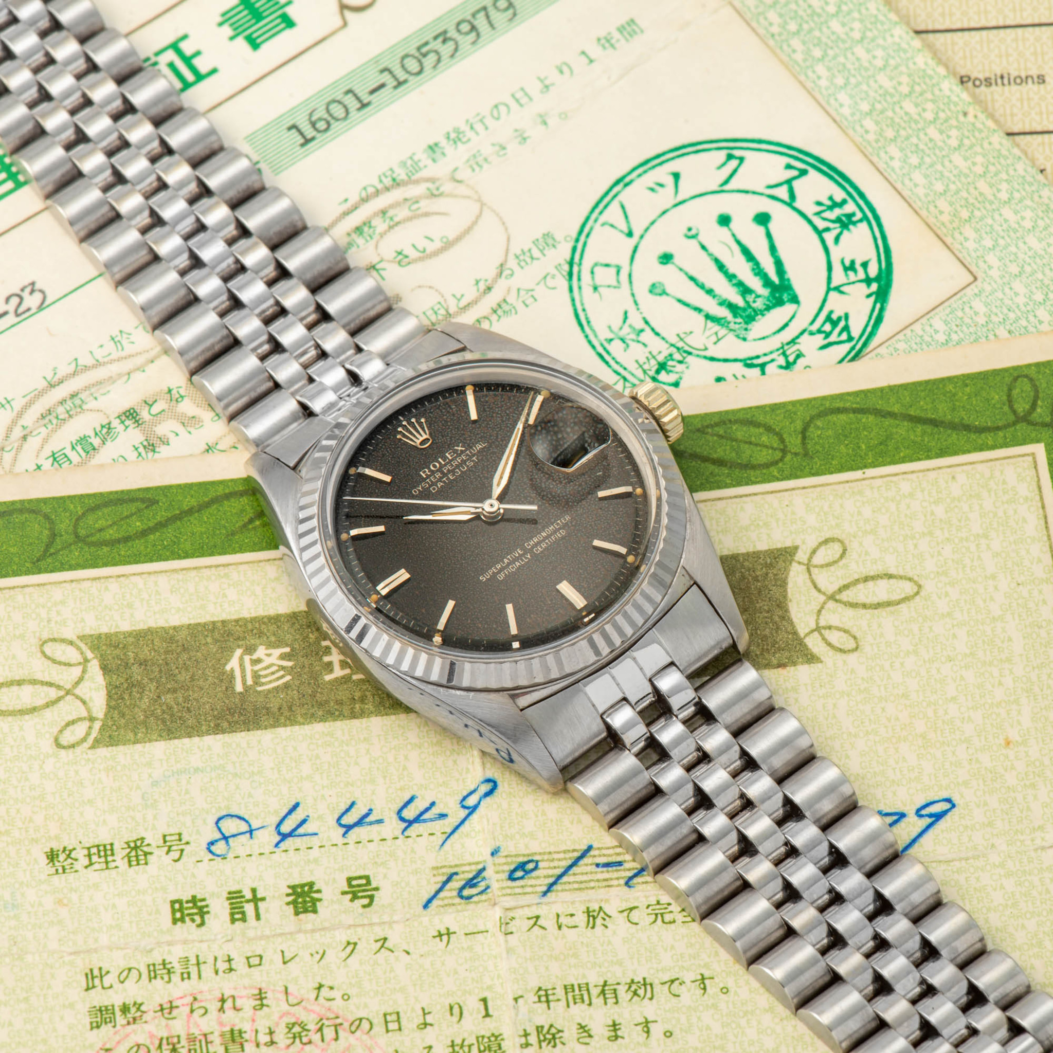 ROLEX, REF. 1601, DATEJUST, BLACK TROPICAL DIAL, WHITE GOLD