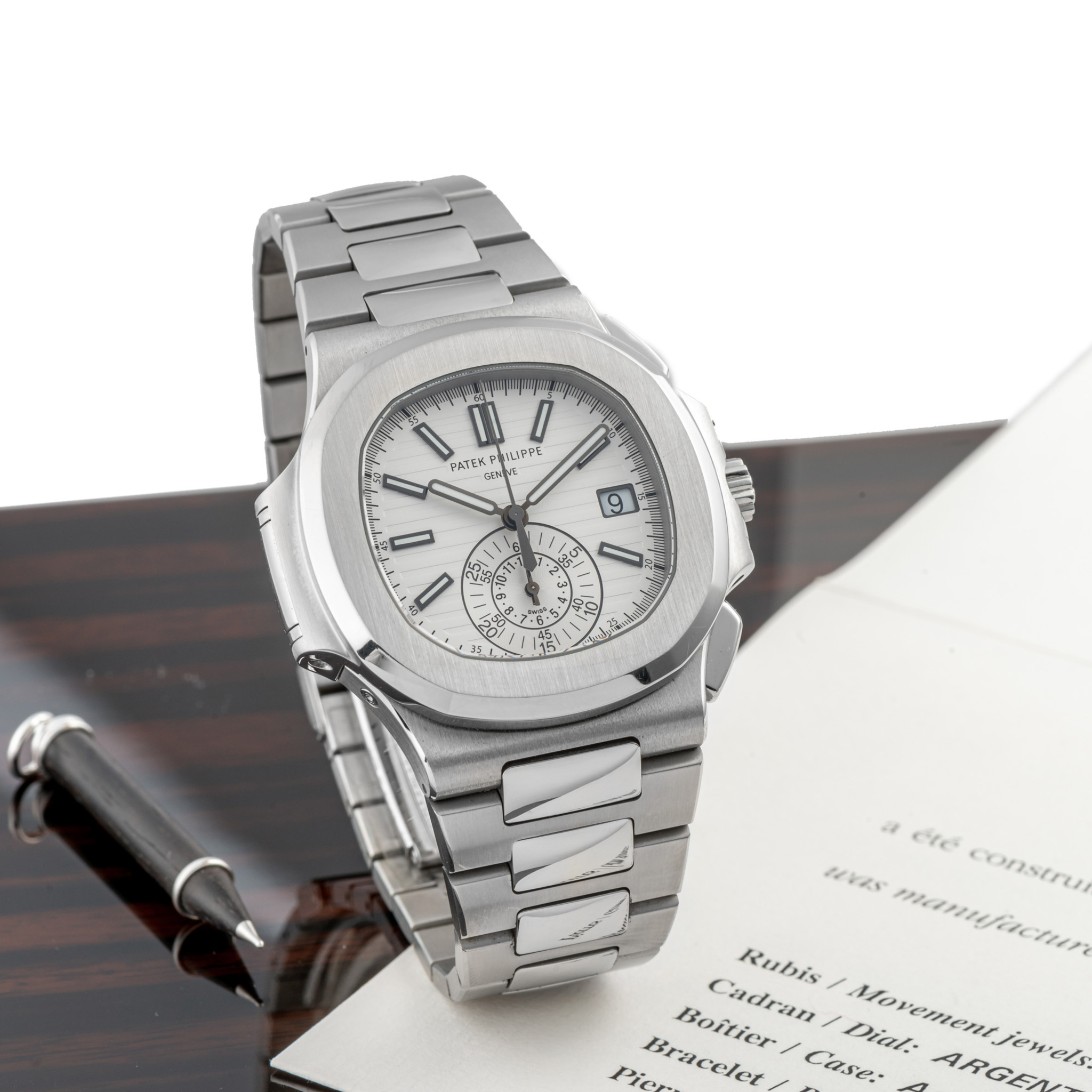 PATEK PHILIPPE, REF. 5980, NAUTILUS CHRONOGRAPH, SILVER DIAL, STEEL
