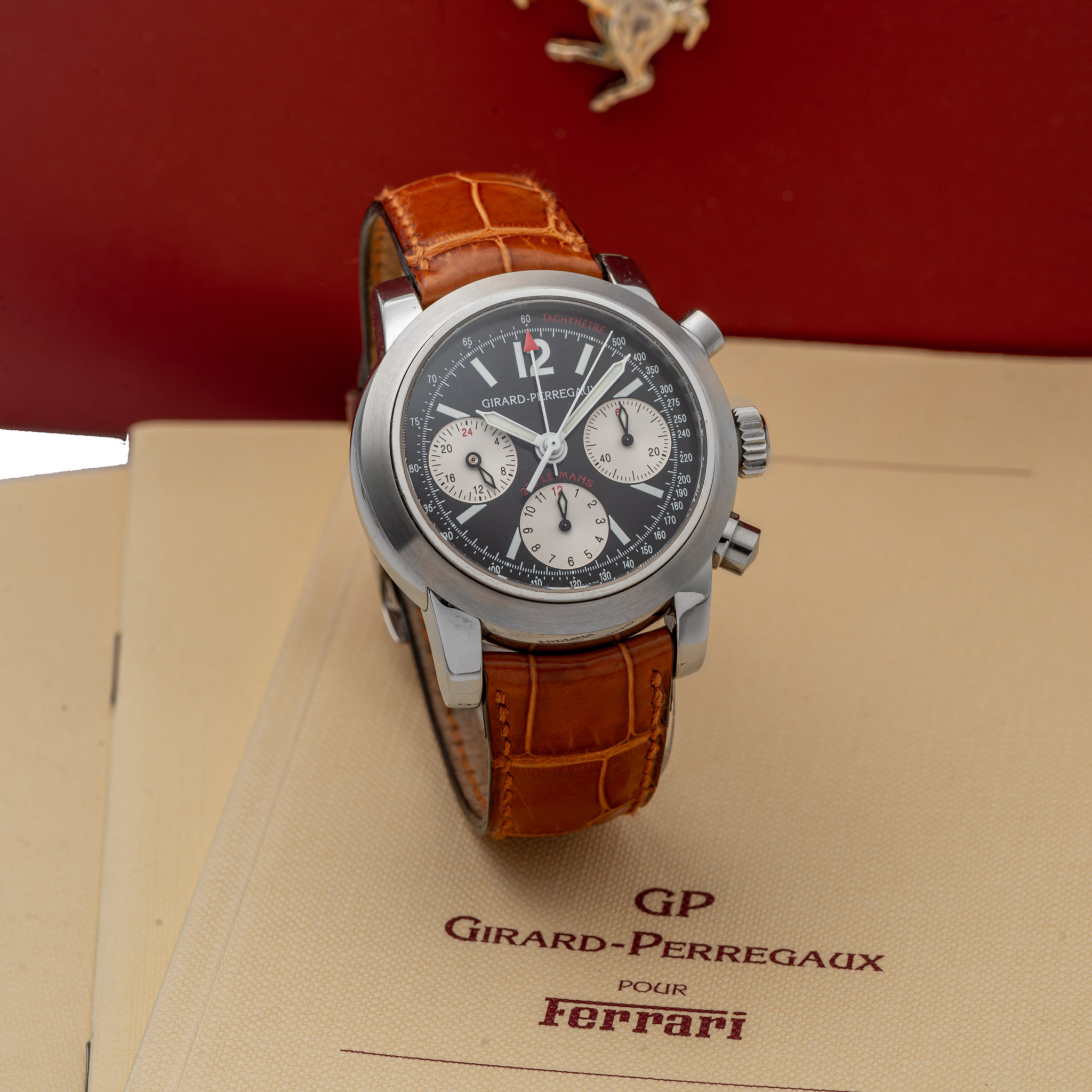 GIRARD PERREGAUX FOR FERRARI, REF. 8090, 275 LE MANS, CHRONOGRAPH CENTRAL MINUTE COUNTER, STEEL