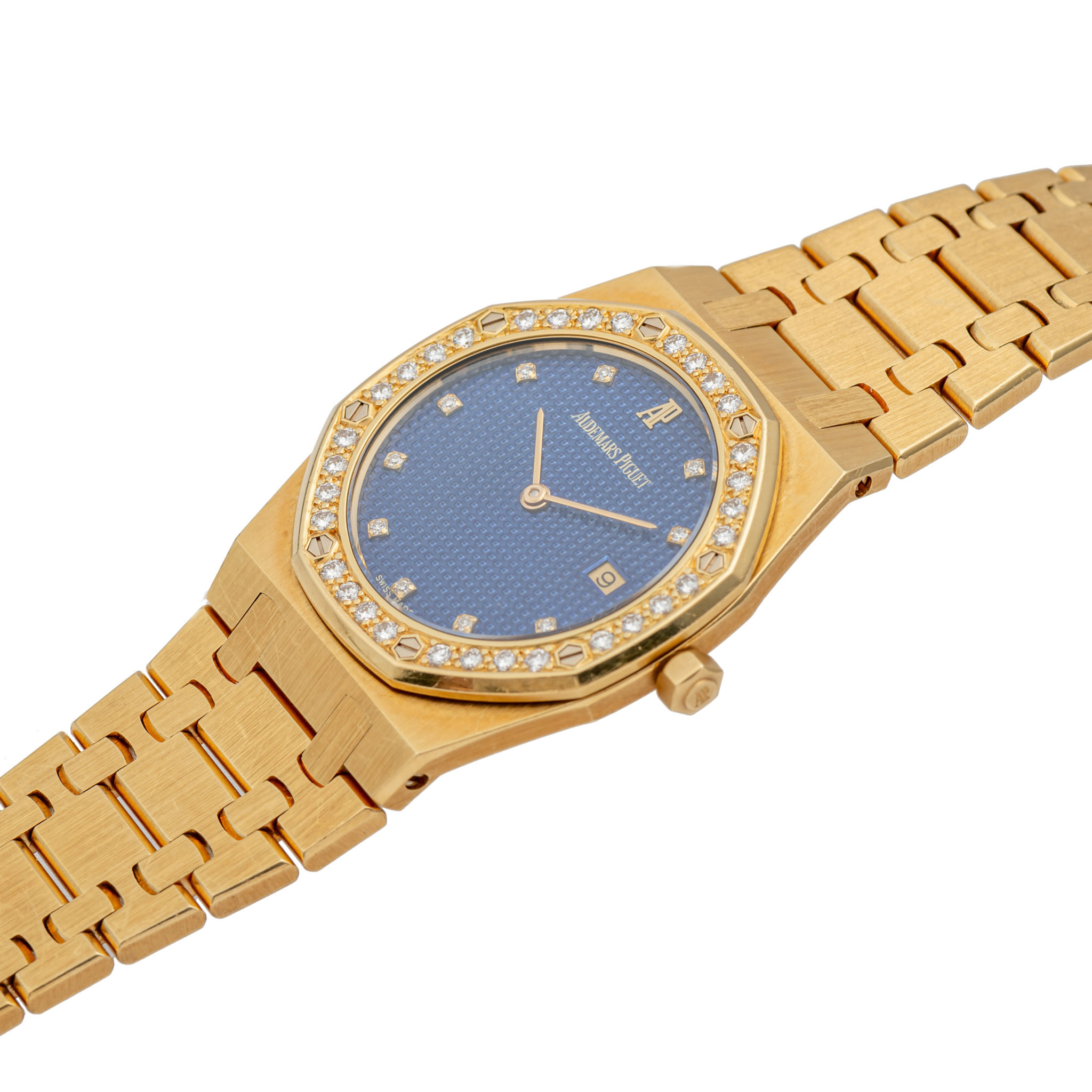 AUDEMARS PIGUET, REF. 56323BA, ROYAL OAK, YVES KLEIN BLUE DIAL, DIAMOND BEZEL AND INDEXES, YELLOW GOLD