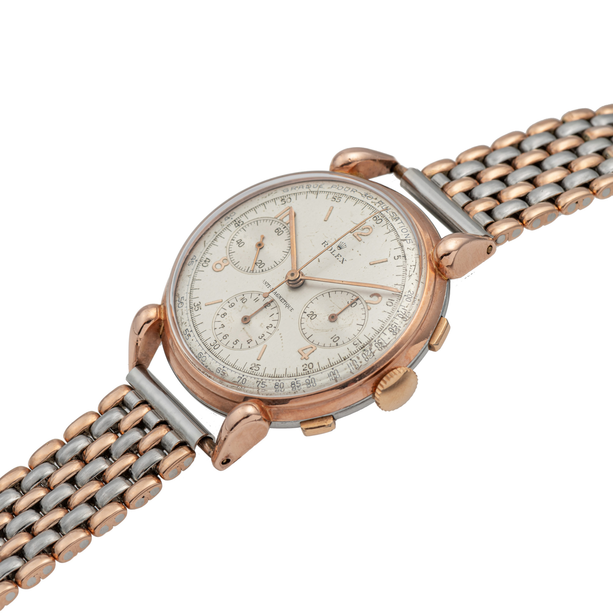 ROLEX, REF. 4313, ANTI-MAGNÉTIQUE CHRONOGRAPH, PINK GOLD AND STEEL