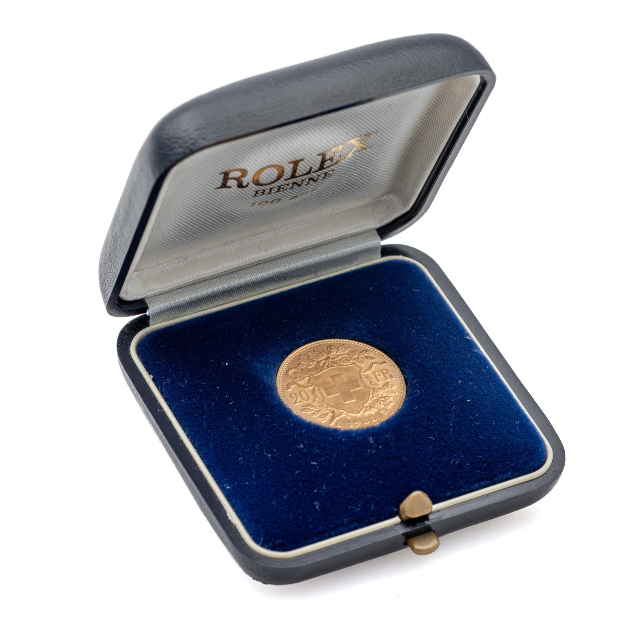 ROLEX, GOLD HELVETIA 20 FR COIN (VRENELI) , GIVEN IN COMMEMORATION FOR THE 100TH ANNIVERSARY