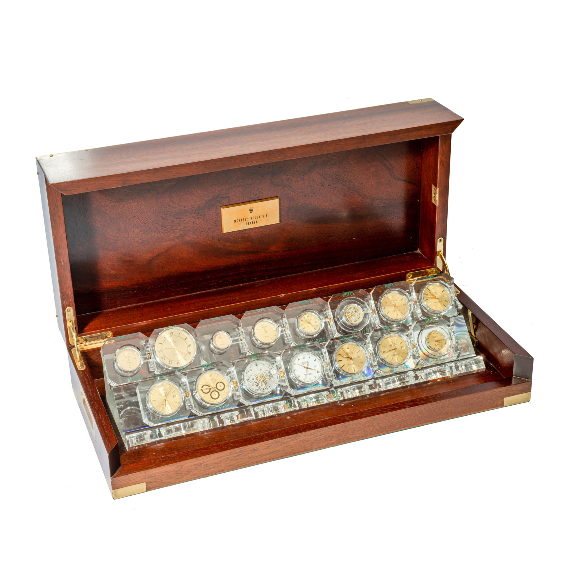 ROLEX, PRESENTATION CASE WITH 15 MOVEMENTS AND DIALS