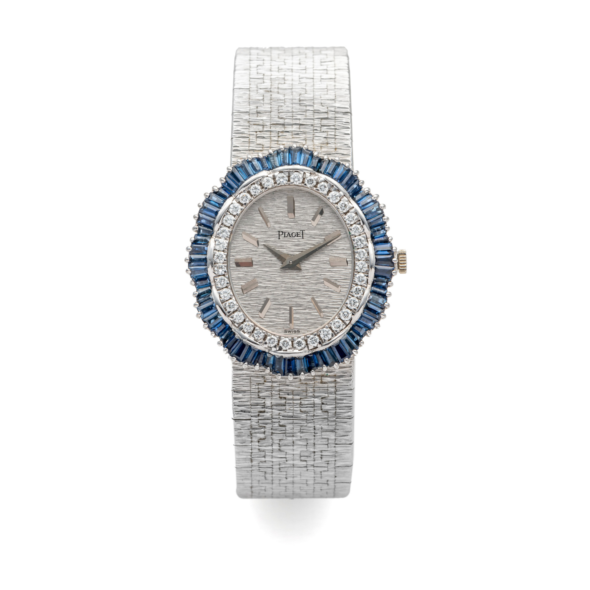 PIAGET, REF. 9307, DIAMOND AND SAPPHIRE BEZEL, WHITE GOLD