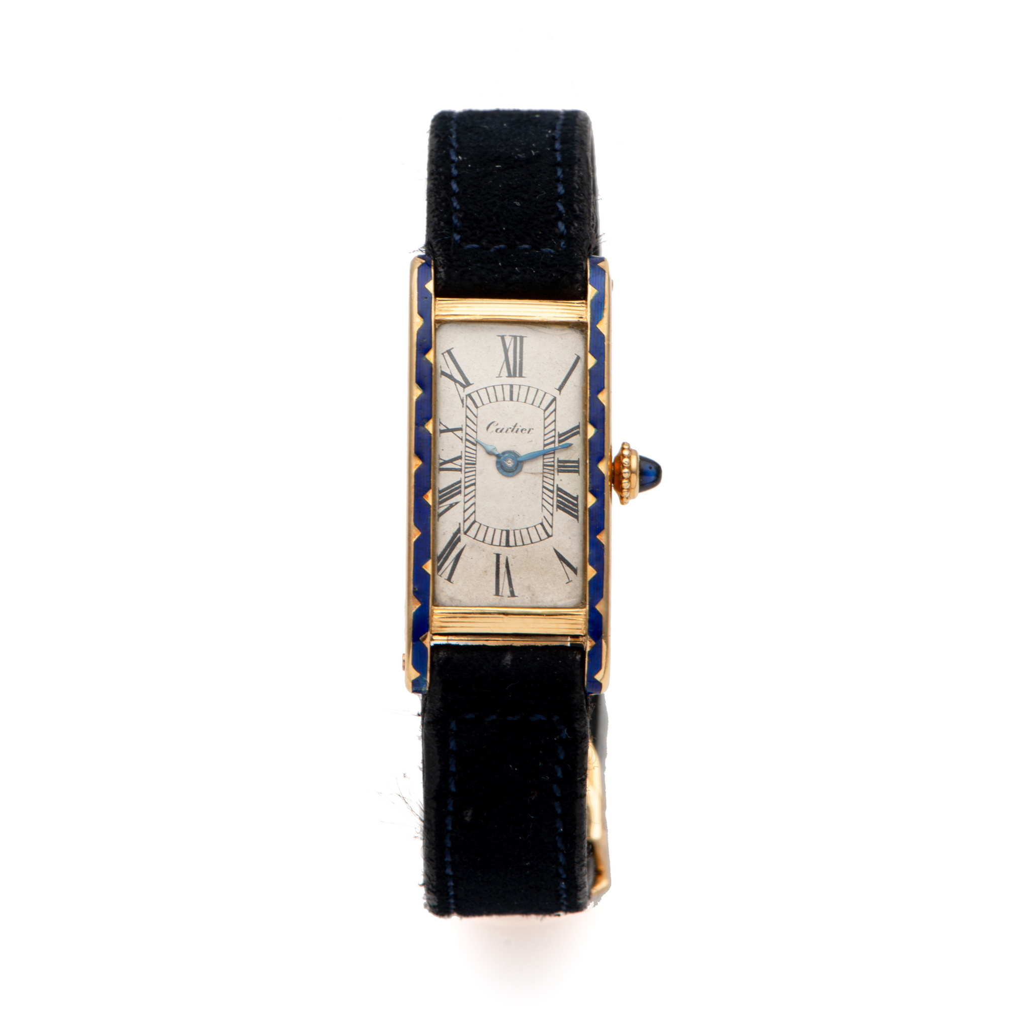 CARTIER, TANK, BLUE ENAMEL, YELLOW GOLD