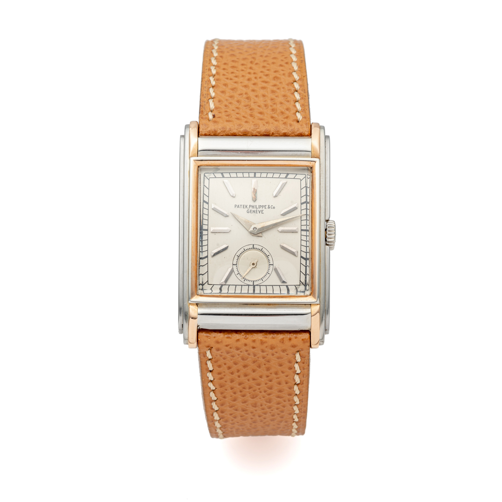 PATEK PHILIPPE, LARGE RECTANGULAR, WHITE AND PINK GOLD