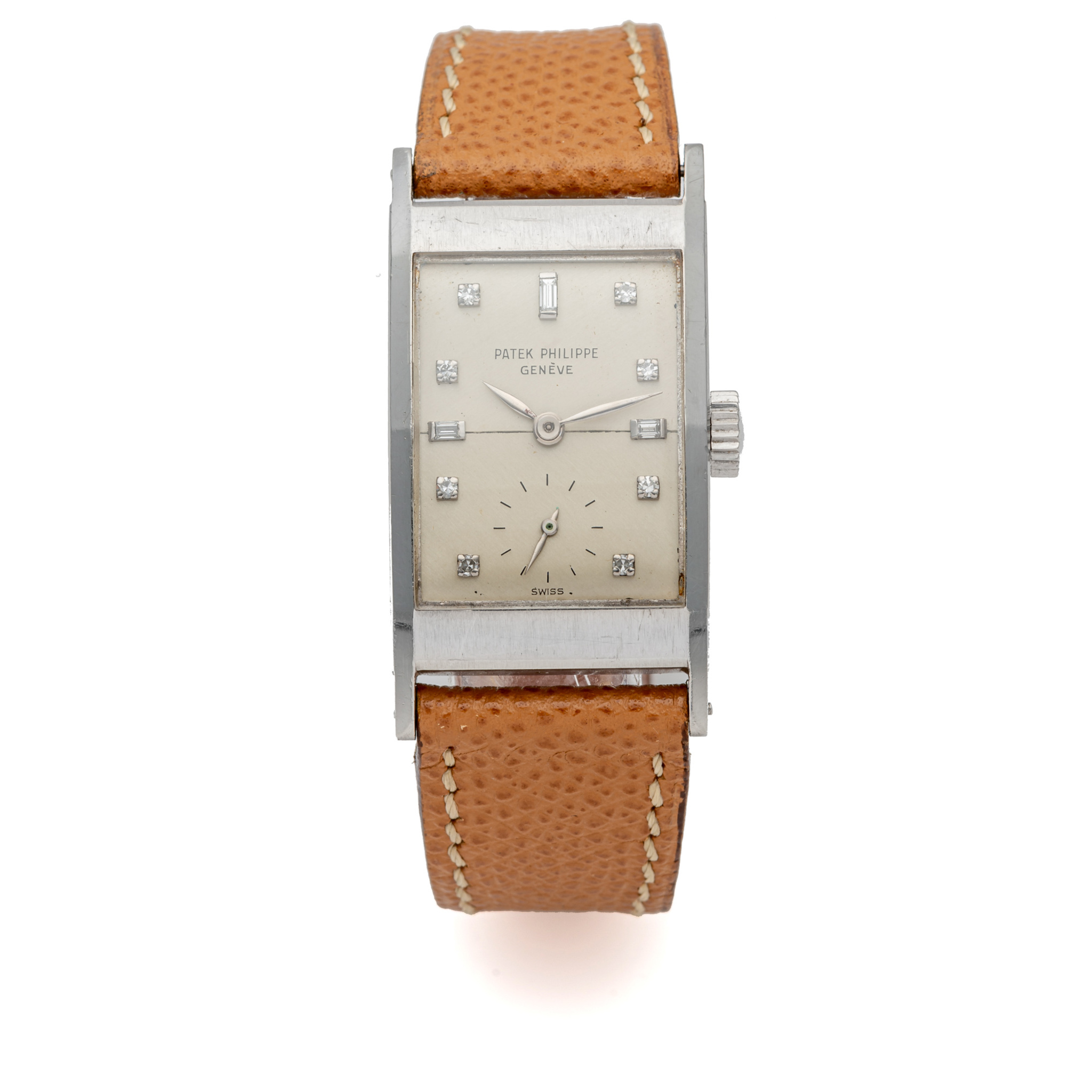 PATEK PHILIPPE, BEVELLED BEZEL, SO-CALLED “TEGOLINO”; PLATINUM