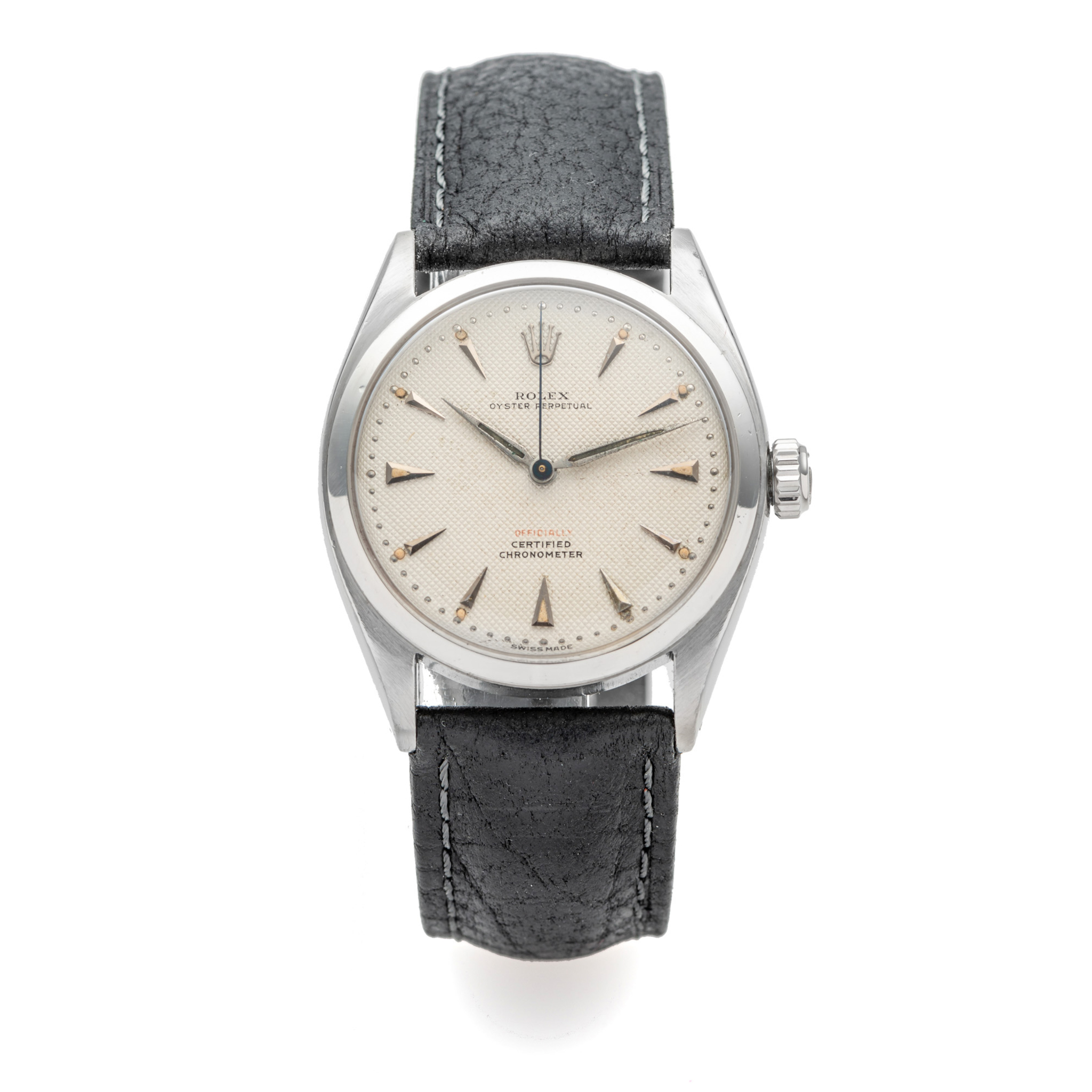 ROLEX, REF. 6084, OYSTER PERPETUAL, RED OFFICIALLY, HONEYCOMB DIAL, STEEL