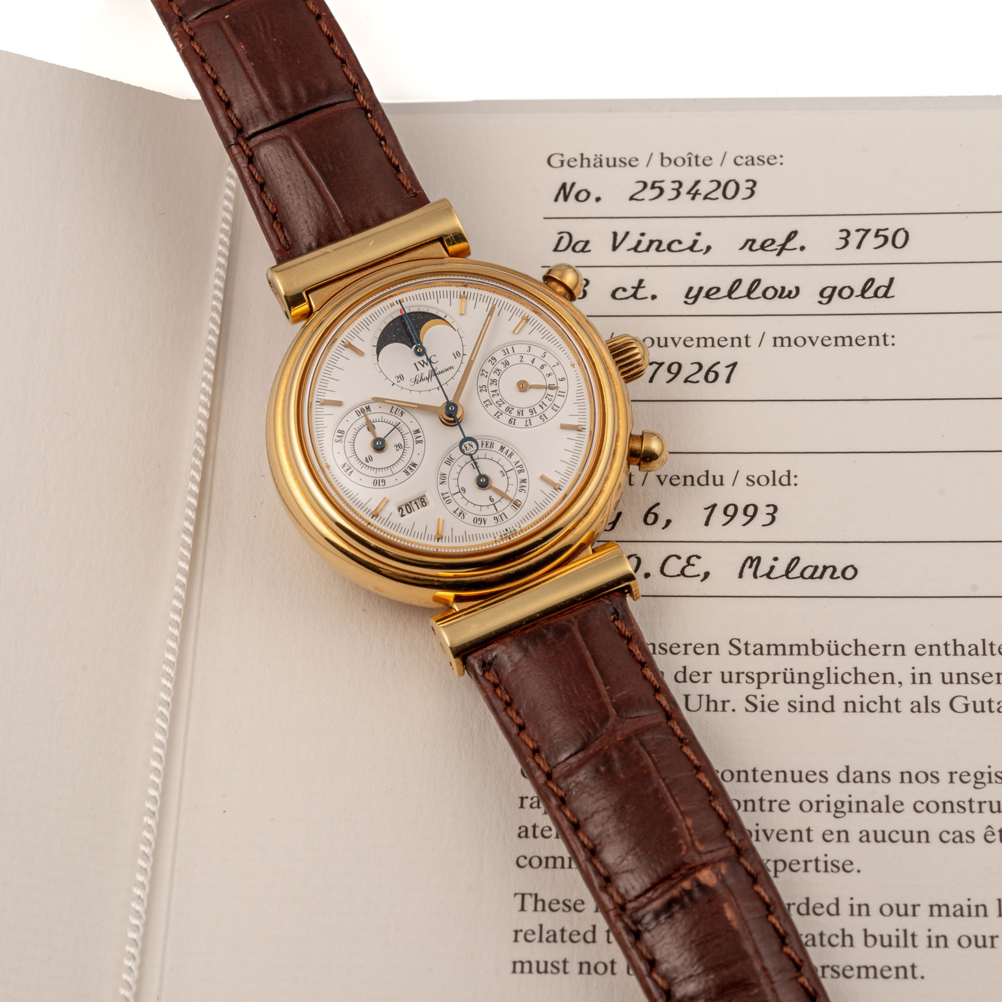 IWC, REF. 3750, DA VINCI PERPETUAL CALENDAR CHRONOGRAPH, YELLOW GOLD