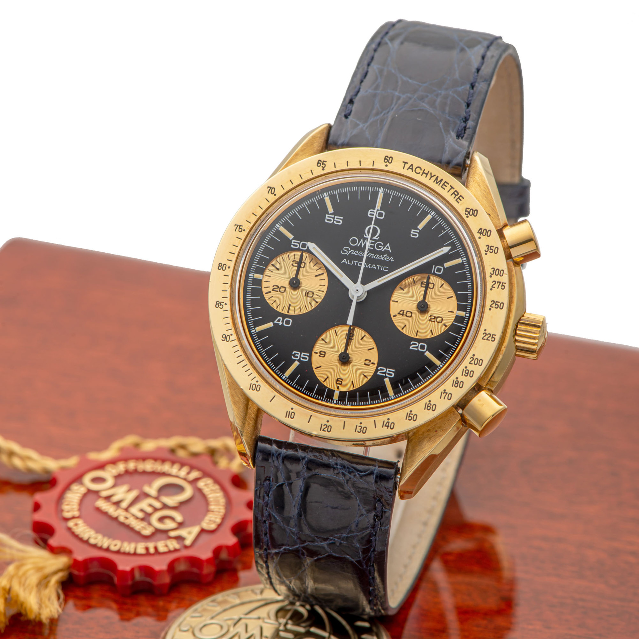 OMEGA, REF. BA175.0032SPEEDMASTER, BLACK DIAL, YELLOW GOLD