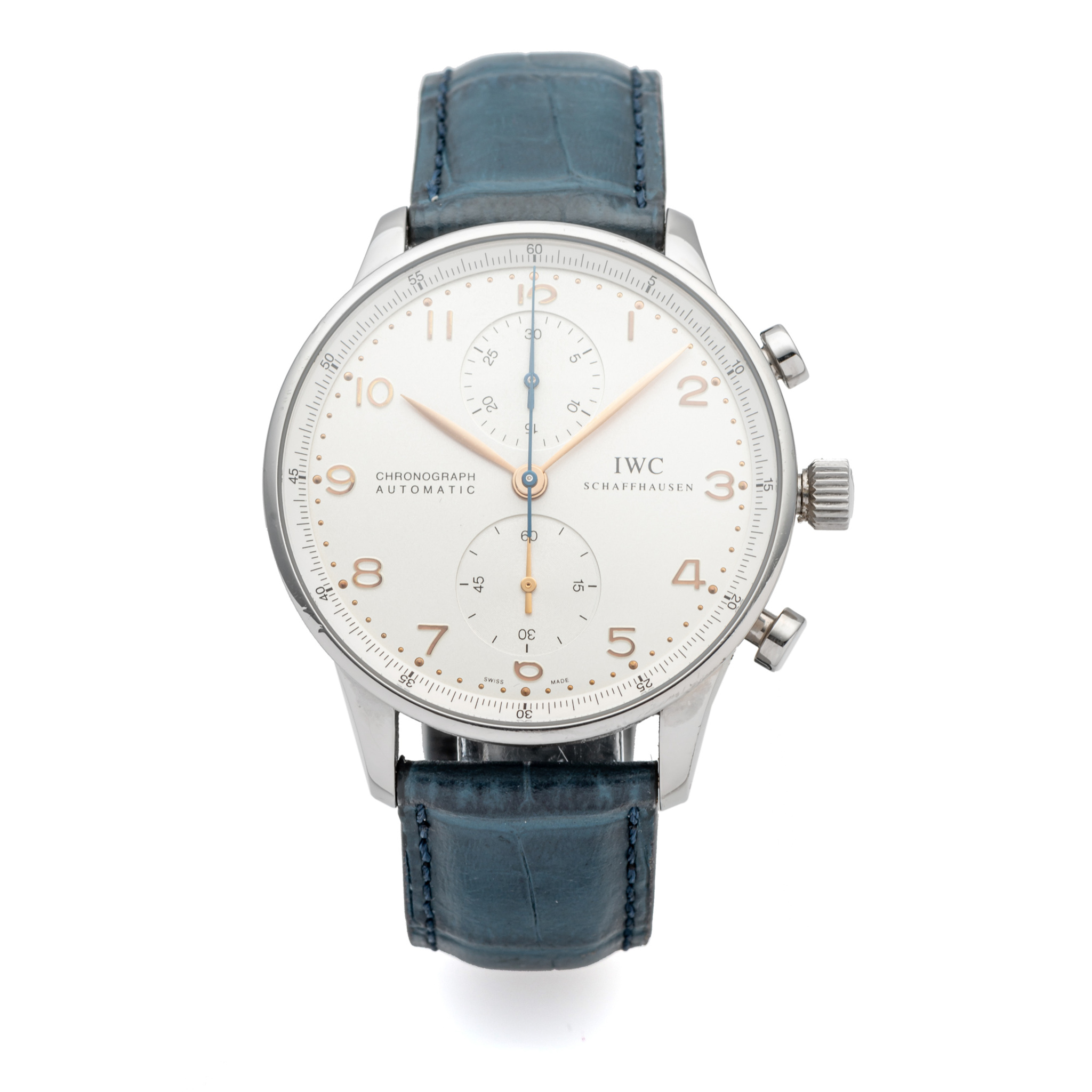 IWC, REF. 3714, PORTUGUESE CHRONOGRAPH, SILVER DIAL, STEEL