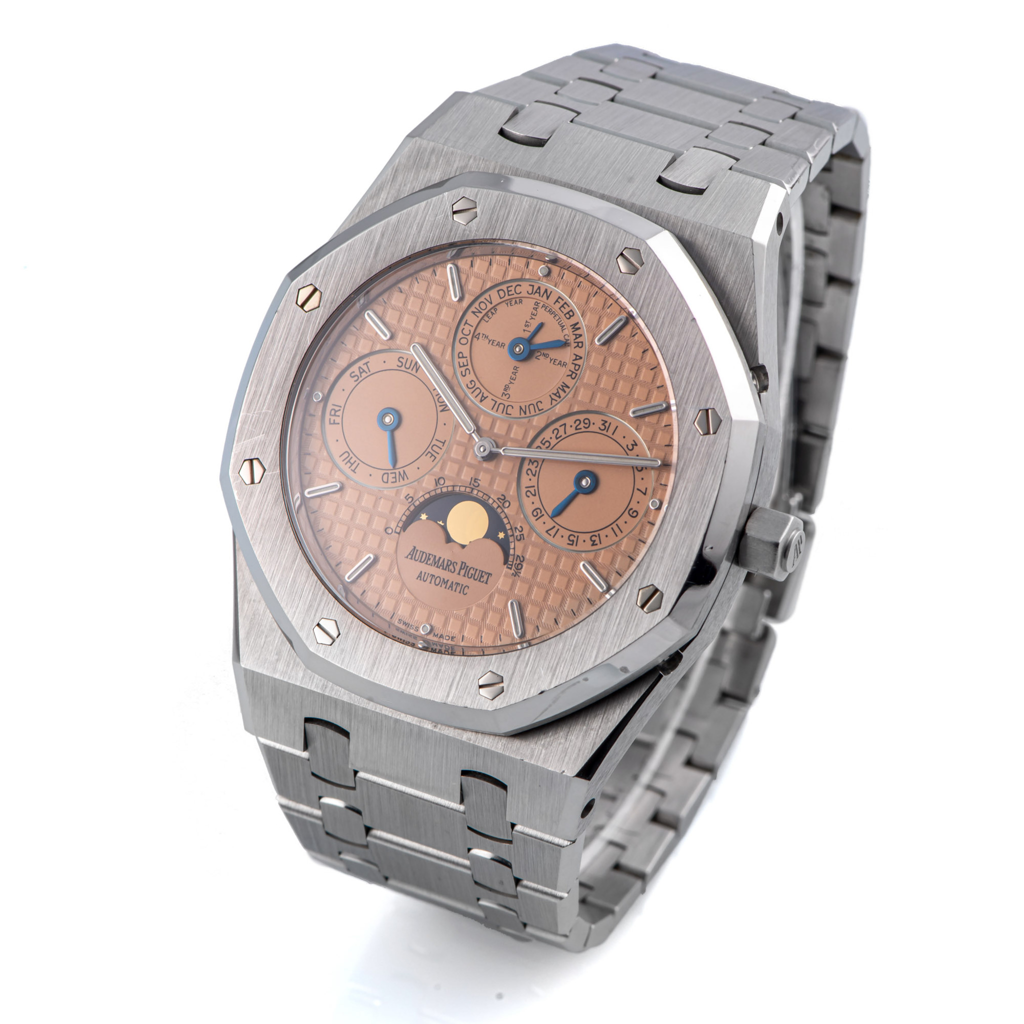 AUDEMARS PIGUET, REF. 25820ST, ROYAL OAK QUANTIEME PERPETUEL, SALOMON DIAL, FULL SET
