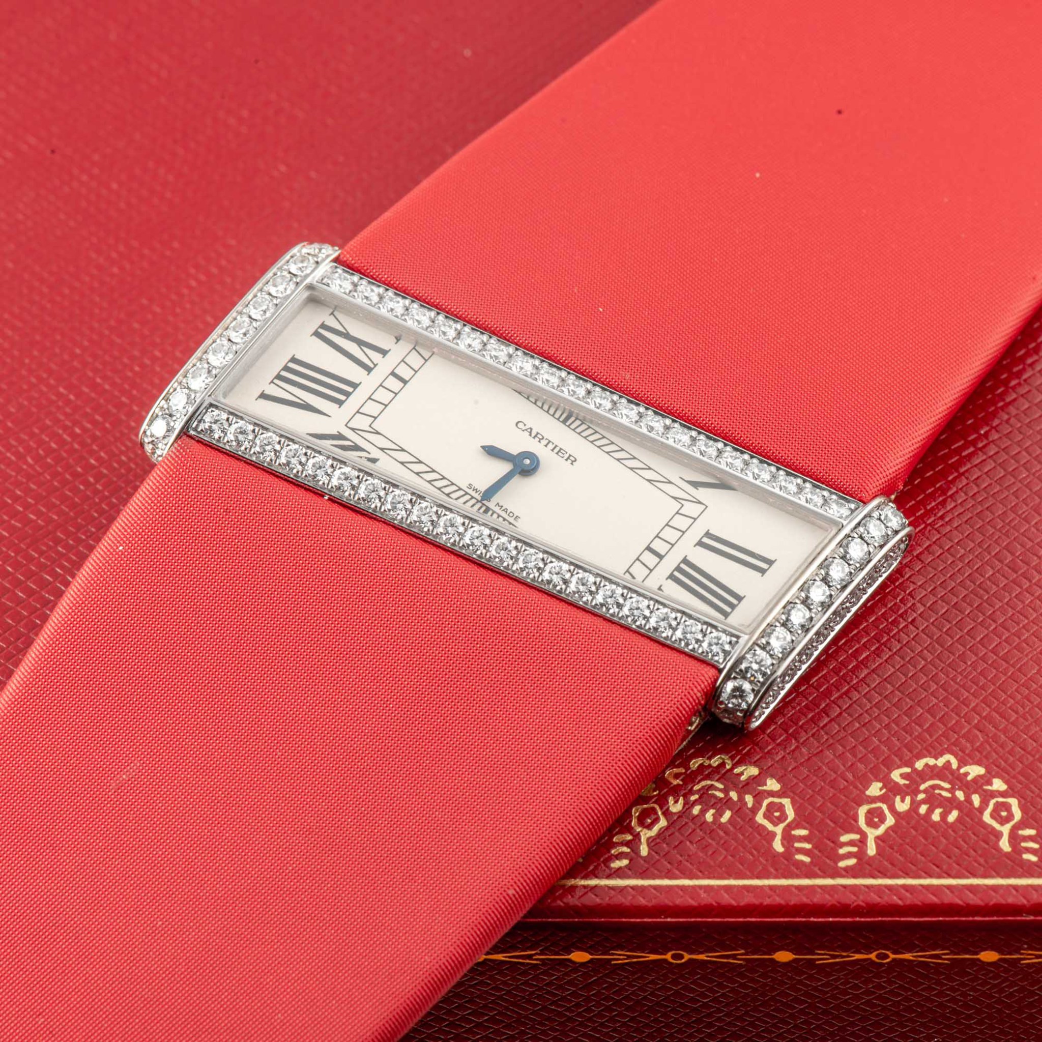 CARTIER, TANK DIVAN DIAGONAL, DIAMONDS, WHITE GOLD