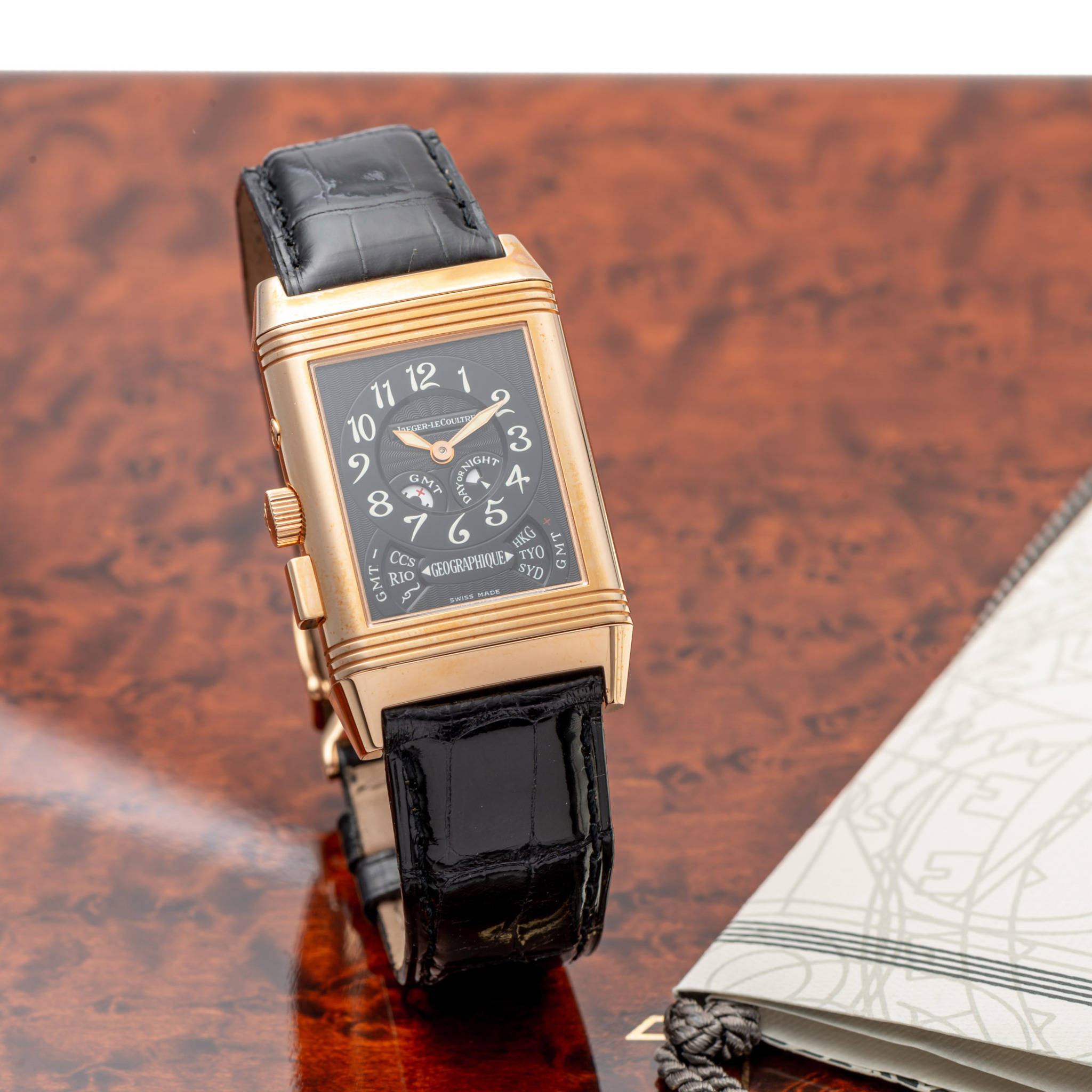 JAEGER LECOULTRE, REF. 270.2.58, REVERSO GEOGRAPHIQUE, PINK GOLD