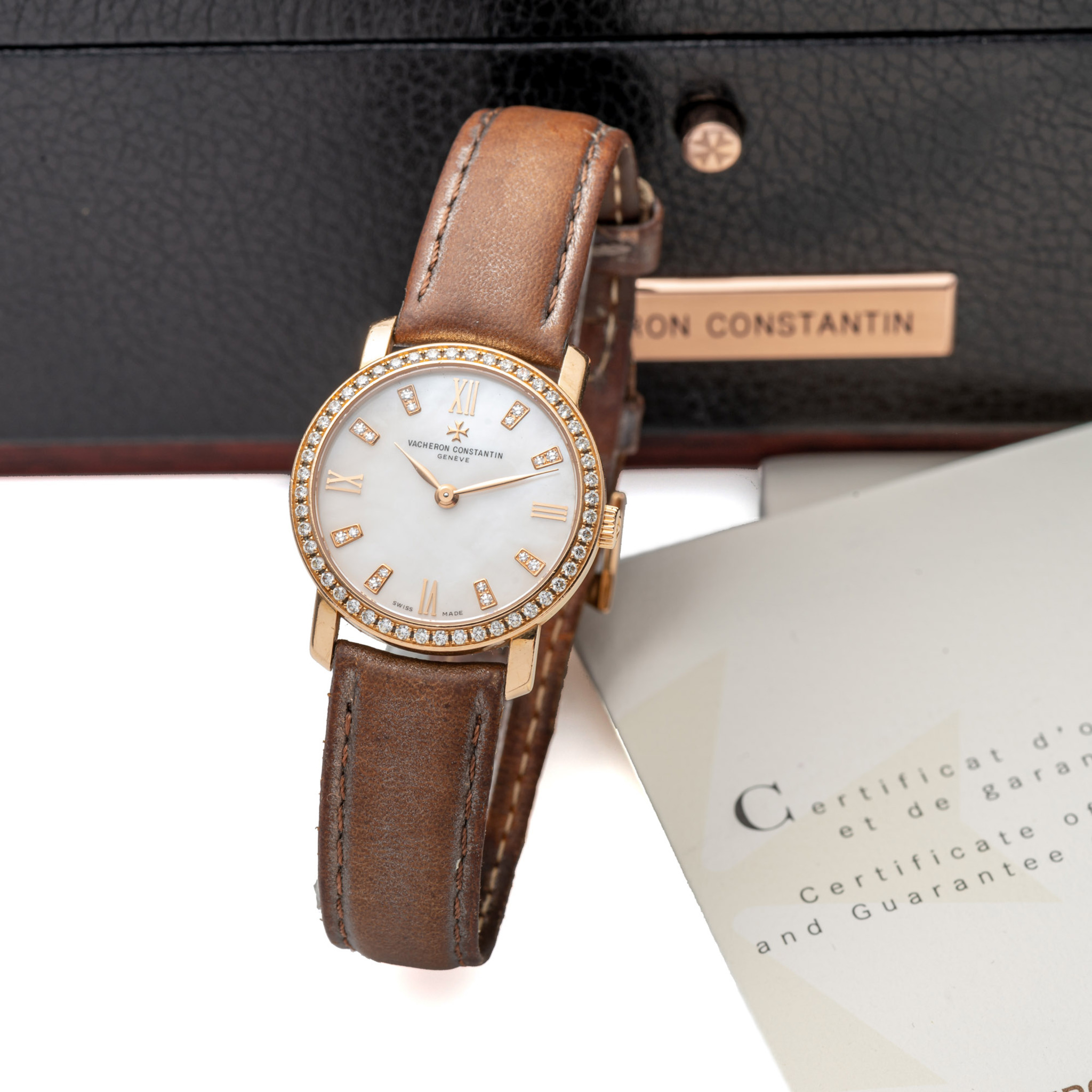 VACHERON CONSTANTIN, REF. 25562, PATRIMONY CLASSIQUE, MOTHER-OF-PEARL DIAMOND INDEX DIAL AND BEZEL, PINK GOLD