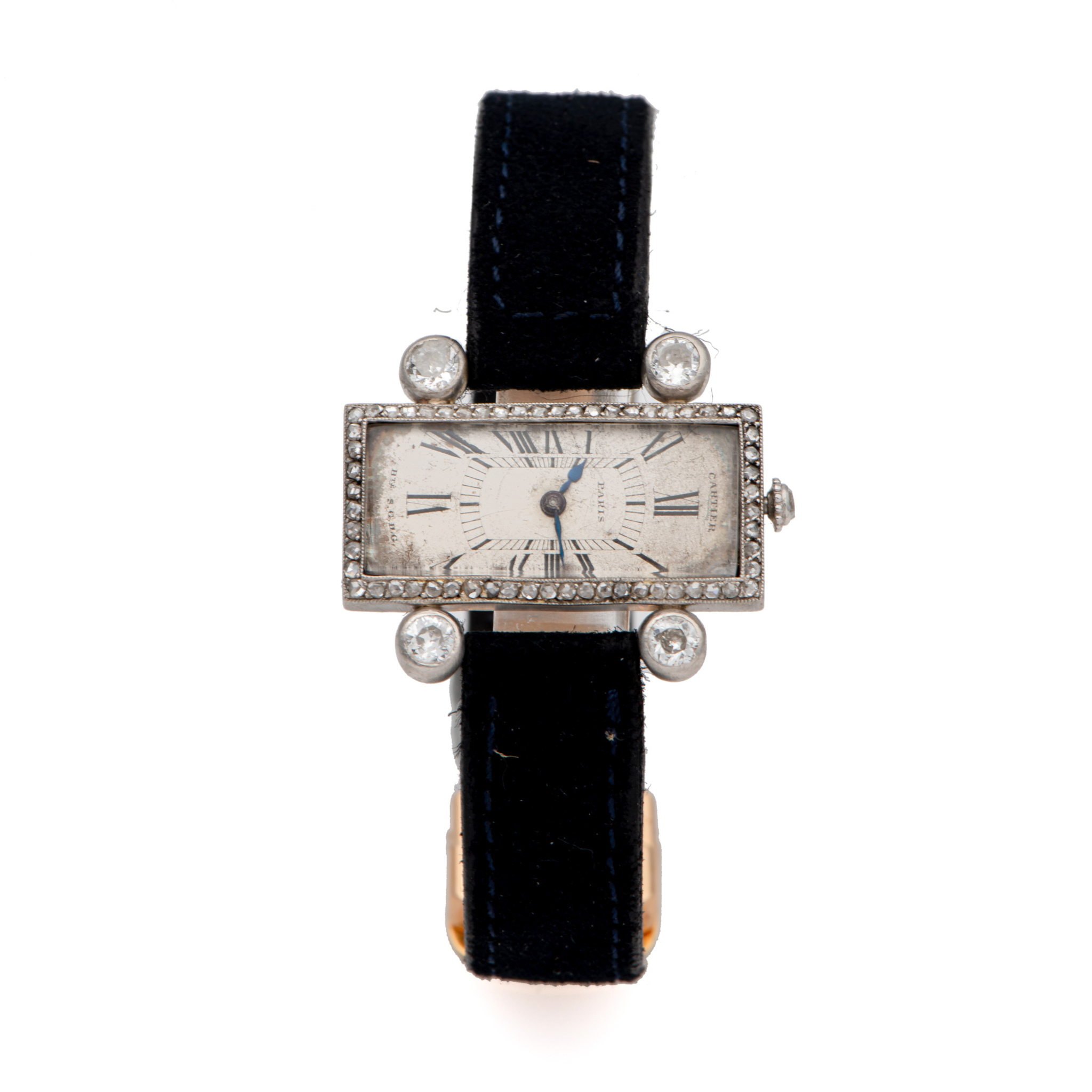 CARTIER, CONVERTED DIAMOND SET CASE, WHITE GOLD