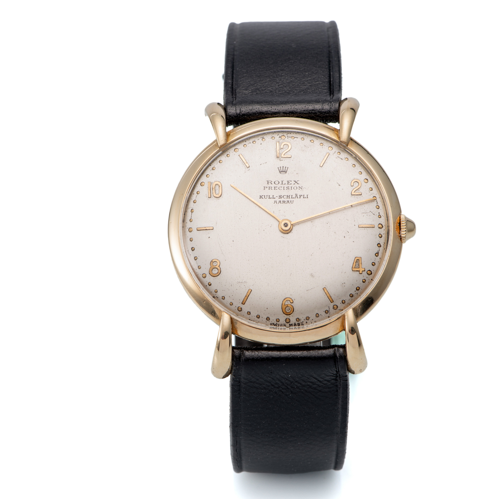 ROLEX, SWITZERLAND, REF. 4376, PRECISION, RETAILED BY KULL-SCHLAFLI, AARAU, YELLOW GOLD