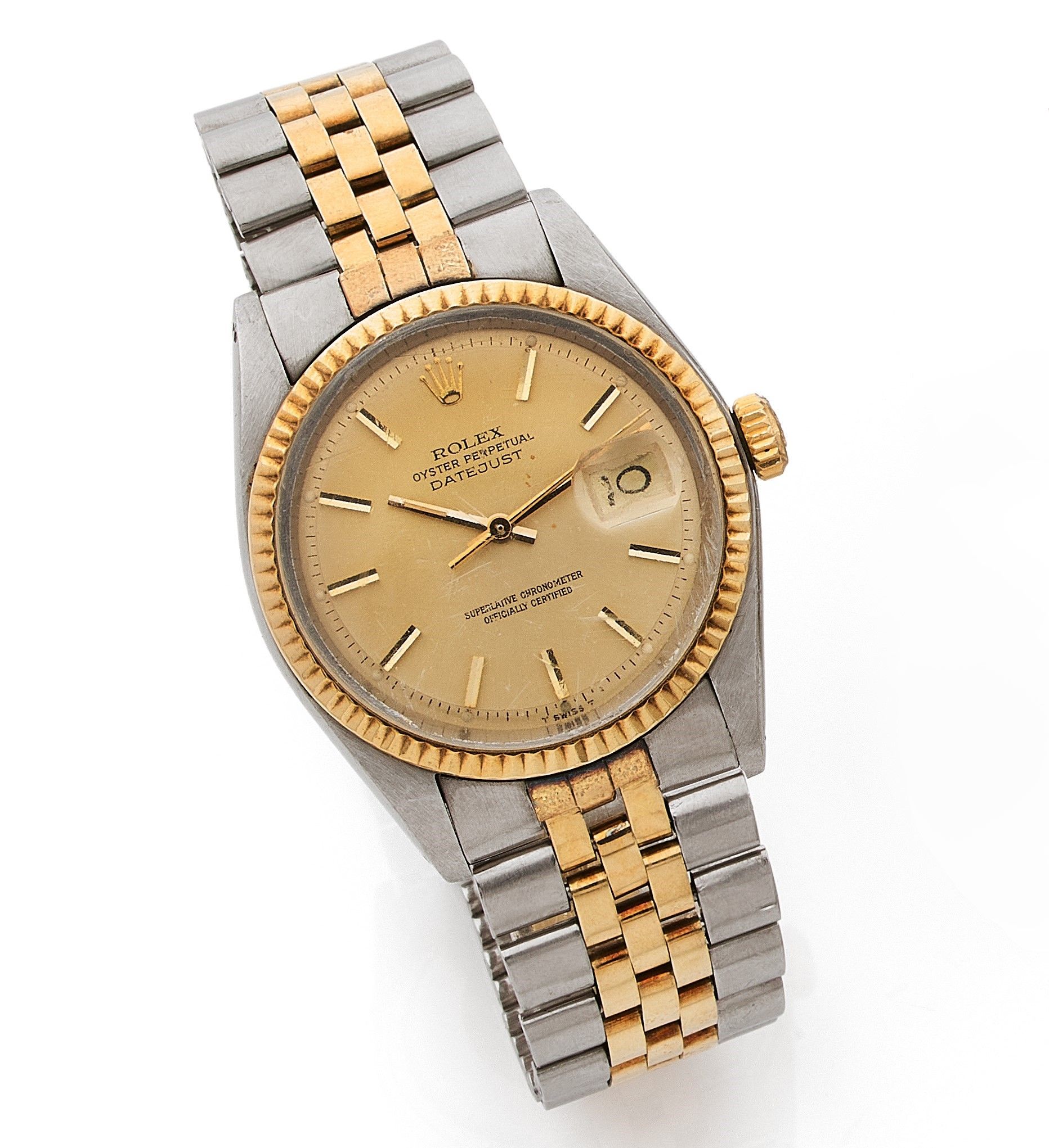 ROLEX Datejust, ref. 1601, n° 3537528 Vers 1973 Montre bracelet en acier et or jaune 18k (750)Boîtier : rond, lunette en or jaune, verr