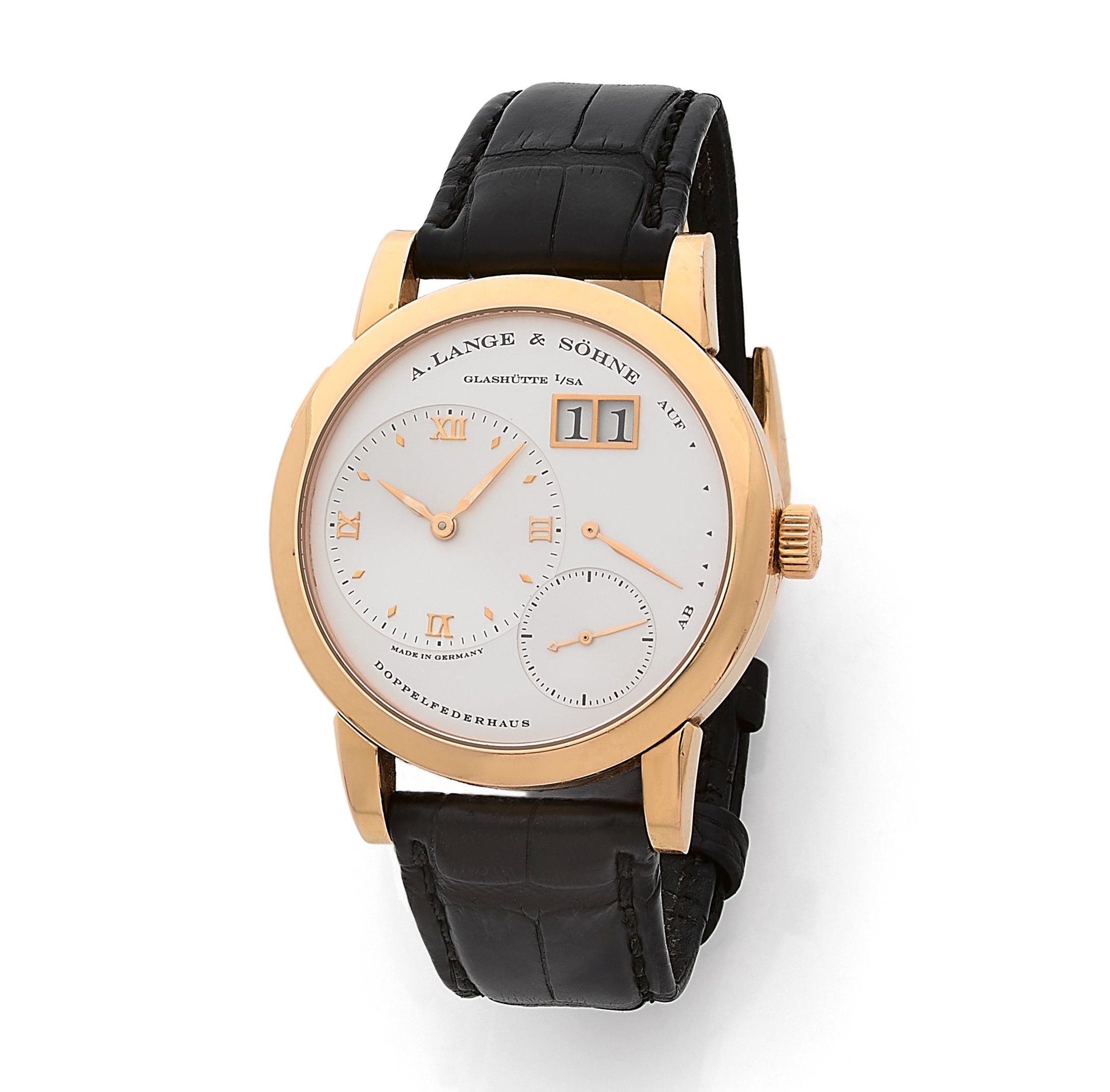A. LANGE & SOHNE Lange 1, n° 27768 / 138875 Montre bracelet en or rose 18k (750) avec grande date et réserve de marcheBoîtier : rond, p