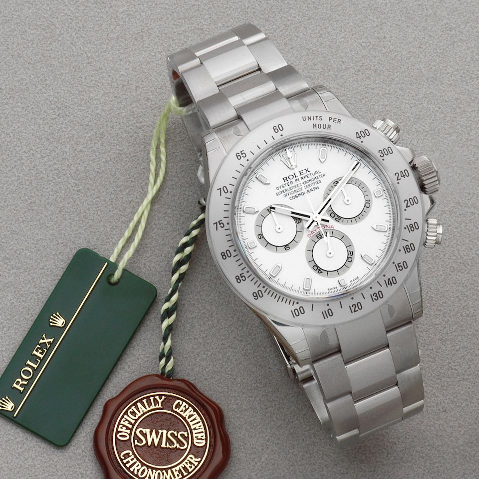 Rolex. A stainless steel automatic chronograph bracelet watch Daytona, Ref: 116520, Sold 23rd October 2010