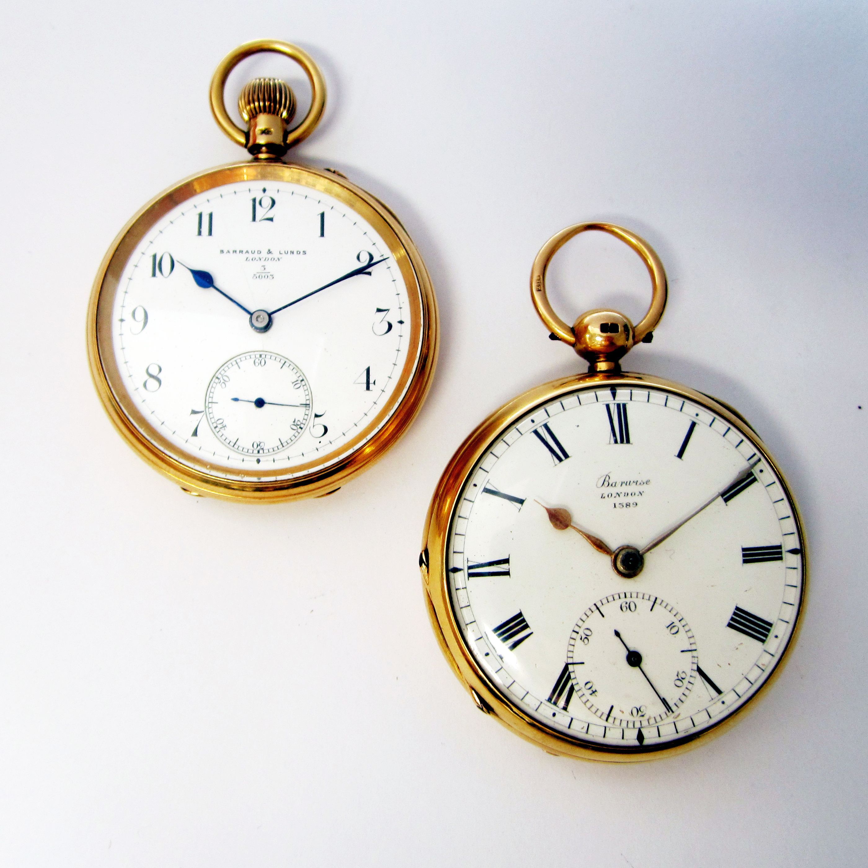 A lot of two 18K gold open face pocket watches (AF)