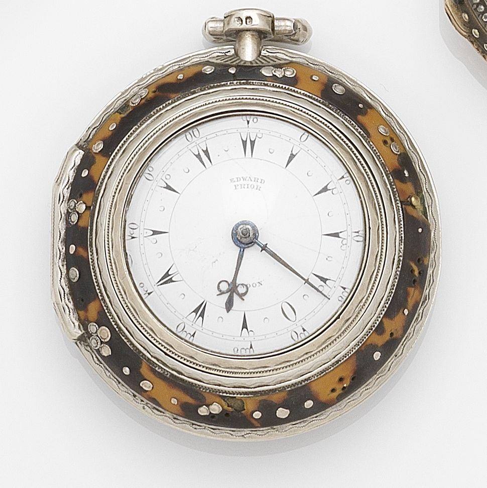 Edward Prior, London. A silver and tortoiseshell triple case pocket watch Movement No.52169, London Hallmark for 1835