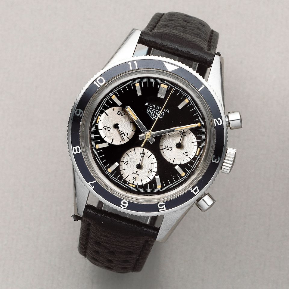 Heuer. A stainless steel manual wind chronograph wristwatch Autavia, Ref: 2446, Circa 1966