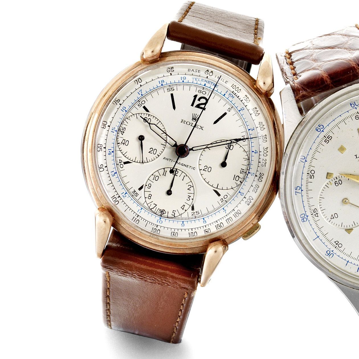 Rolex. A steel and gold manual wind chronograph wristwatch Antimagnetic, Ref:4313, Serial No.270***, Circa 1945