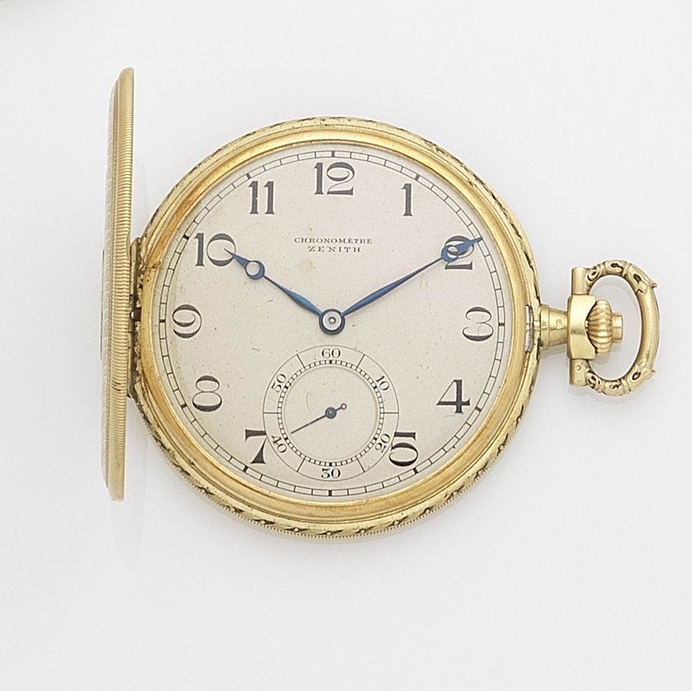 Zenith. An 18K gold keyless wind full hunter pocket watch Case No.293759, Movement No.2776455, Circa 1930