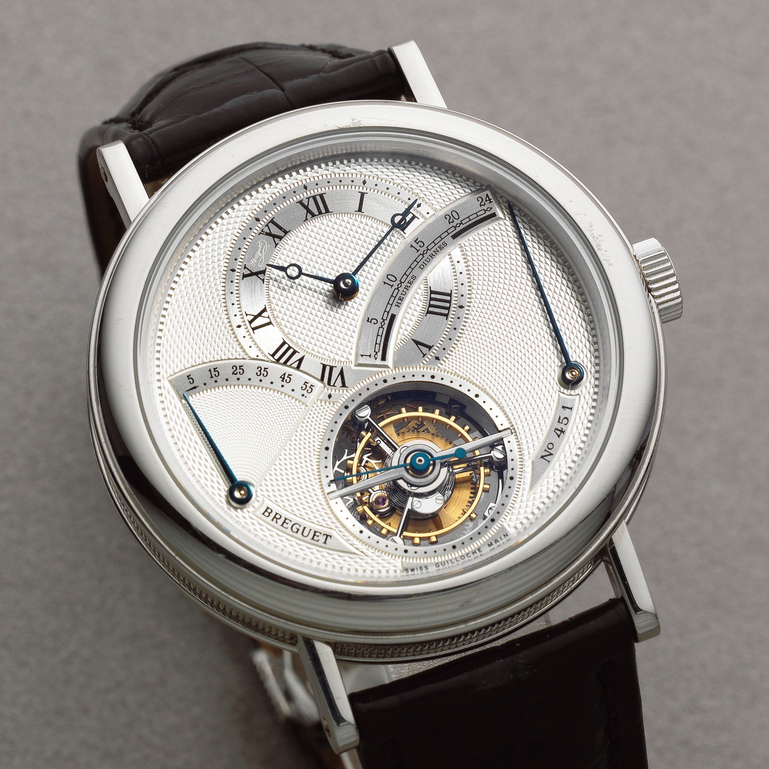 Breguet. A very fine and rare platinum manual wind tourbillon wristwatch with power reserve and diurnal indication Ref: 3657, Circa 2005