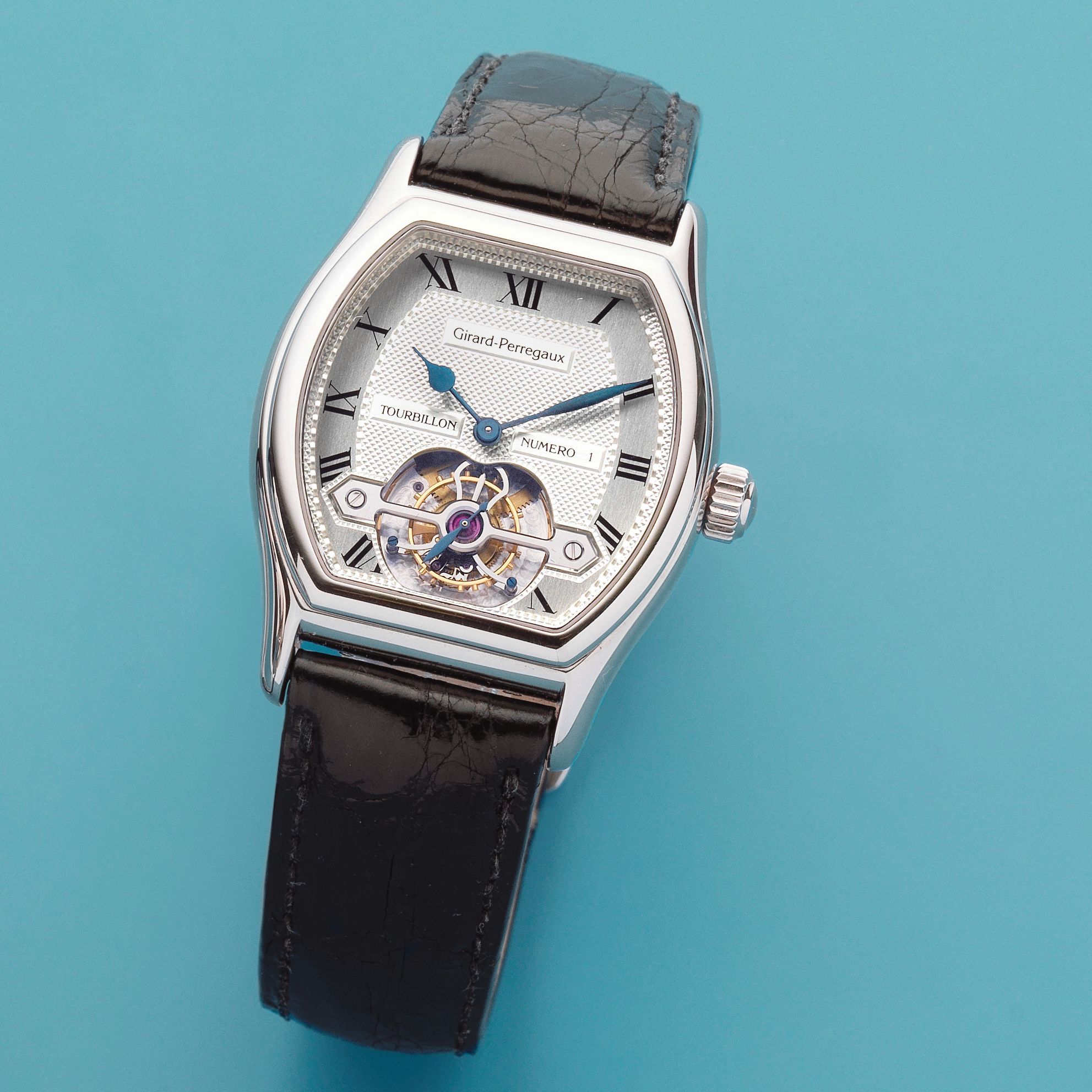 Girard Perregaux. A fine 18K white gold manual wind tourbillon wristwatch Tourbillon, Ref: 9930, No.1, 1998