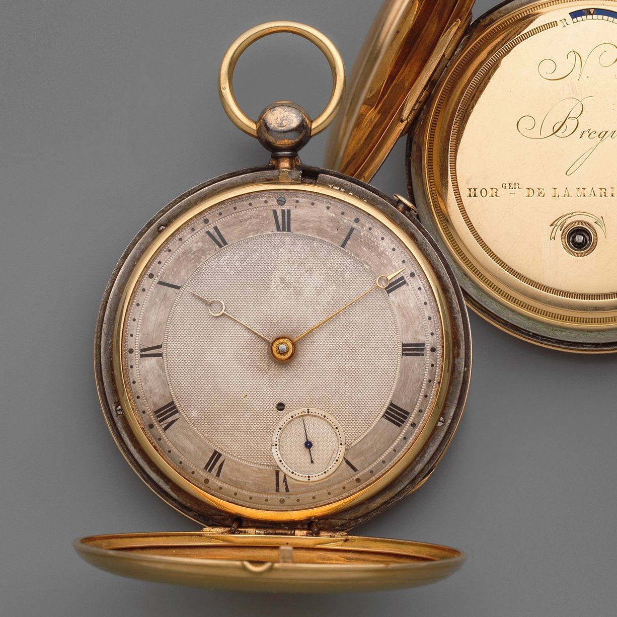 Breguet. A fine and rare silver and gold quarter repeating full hunter pocket watch with lever escapement Circa 1820, Sold to Crosbie 15th May 1823 ...