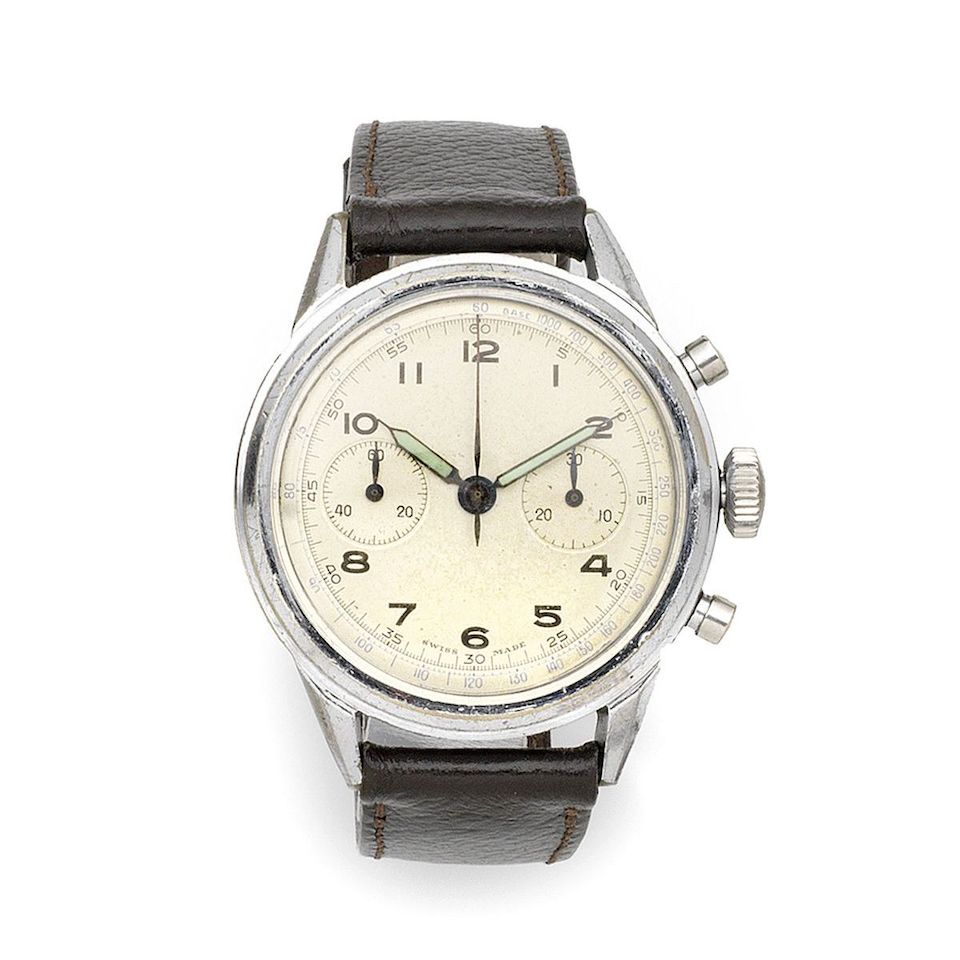 A stainless steel and chrome manual wind chronograph wristwatch Case No.3000, Circa 1942