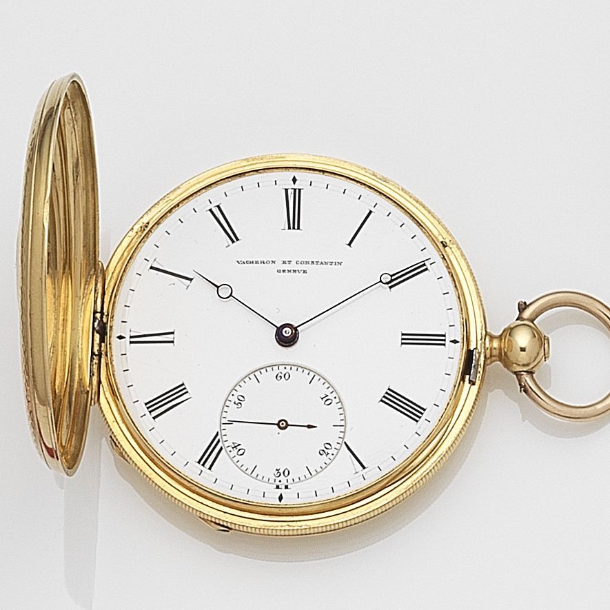 Vacheron & Constantin. An 18ct gold key wind full hunter pocket watch Case and Cuvette No.70957, Circa 1848