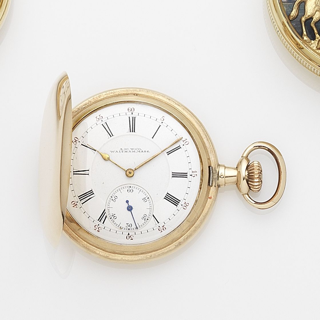 Waltham. A 14k gold keyless wind full hunter pocket watch Case & Cuvette No.14613, Movement No.1870481, Circa 1890